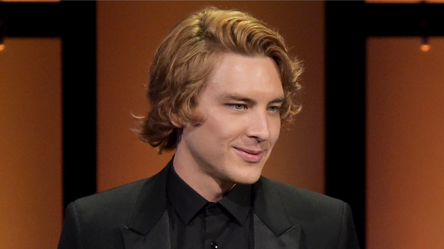 Cody Fern speaks at the Hollywood Foreign Press Association Grants Banquet at The Beverly Hilton hotel on Thursday, Aug. 9, 2018, in Beverly Hills, Calif.