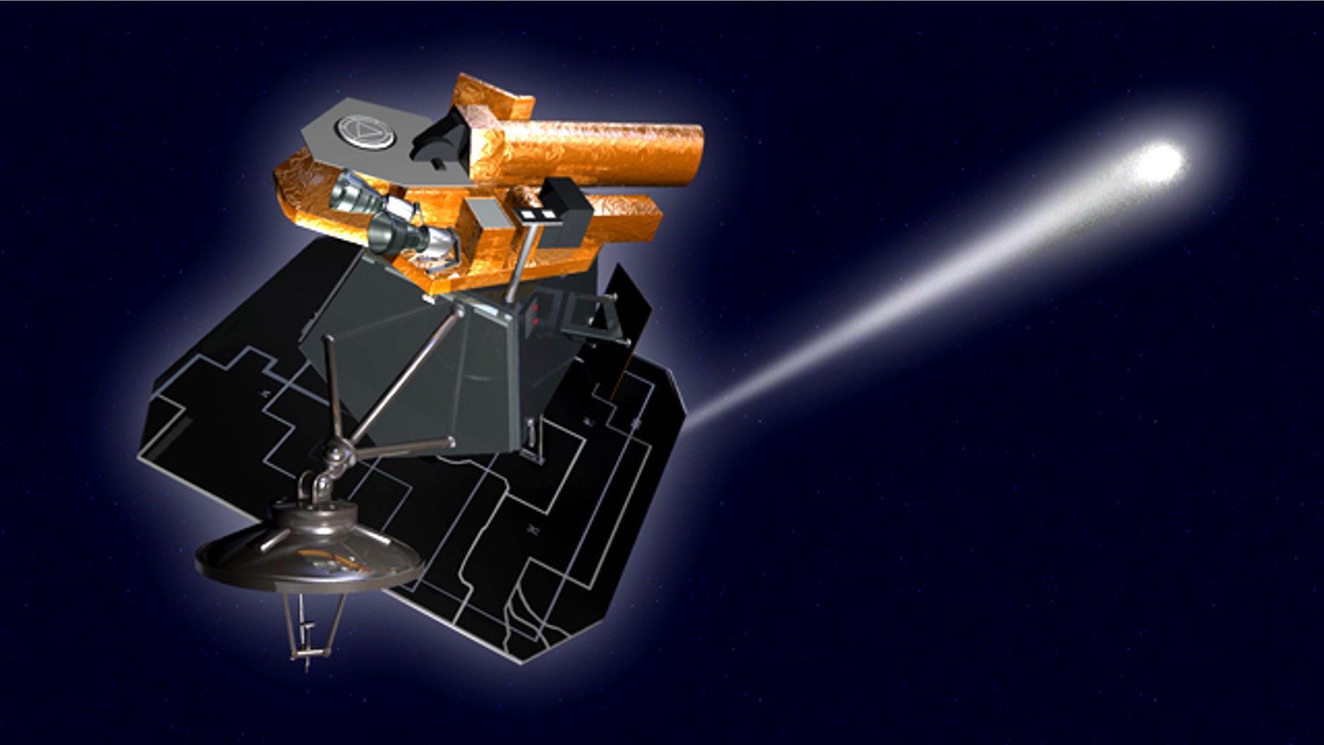 This artist's conception provided by NASA shows NASA's Deep Impact spacecraft flying past Earth on June 27, 2010, to get a boost from the planet's gravity and set to pass within 435 miles of a half-mile-wide comet named Hartley 2, scheduled for Nov. 4.