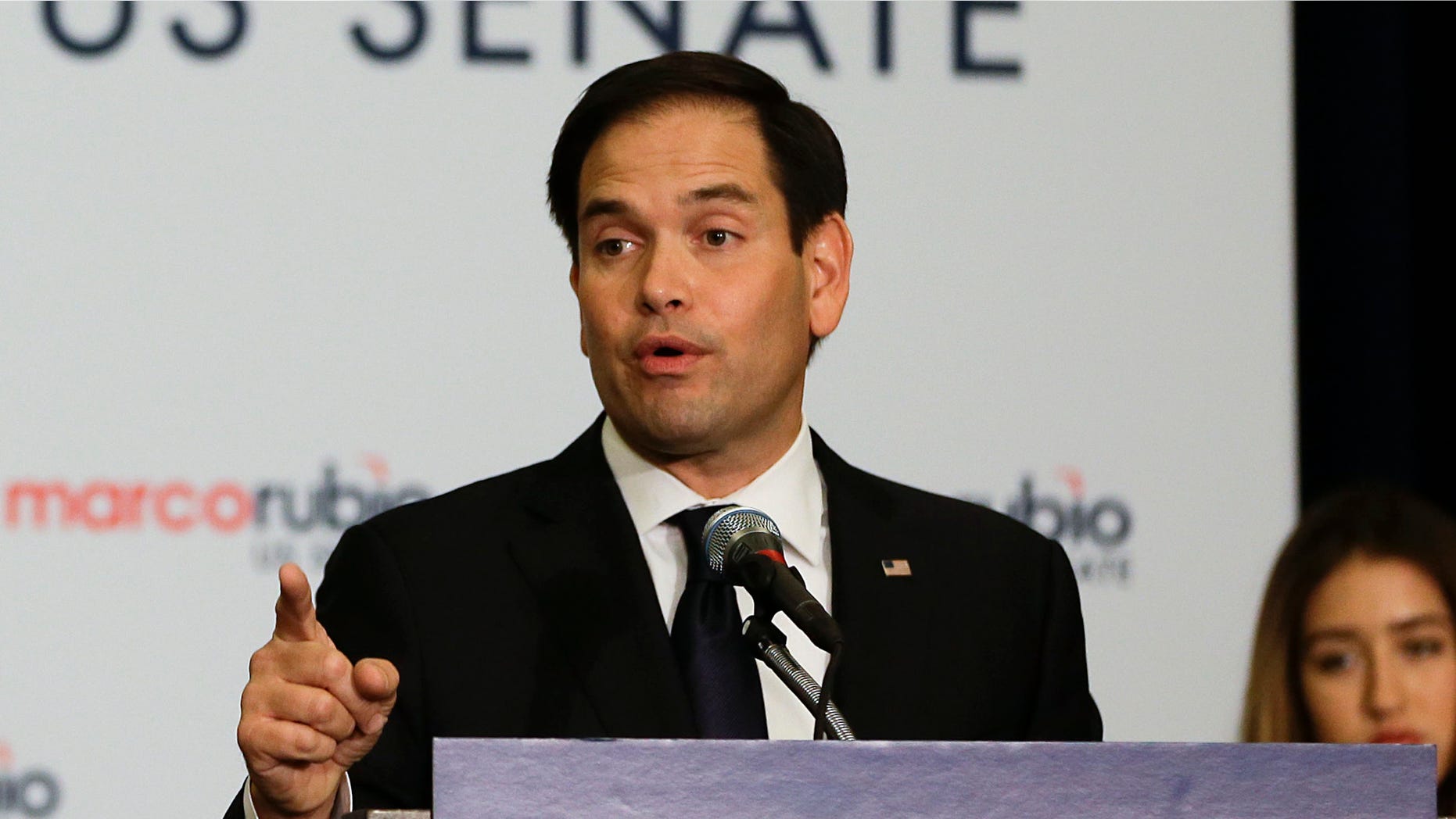 Sen. Marco Rubio at a primary election party, Tuesday, Aug. 30, 2016, in Kissimmee, Fla.