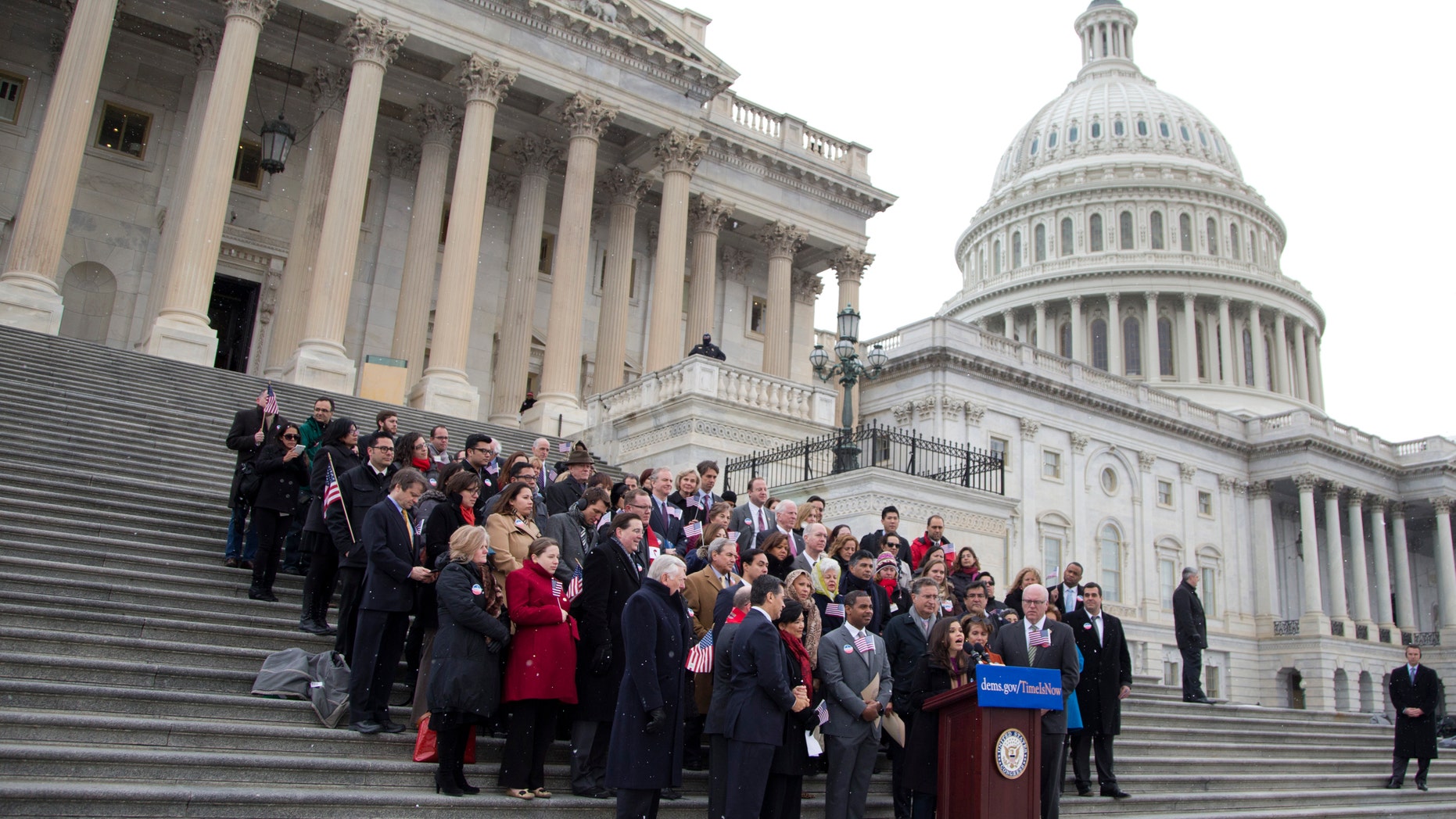 House Democrats and immigration leaders on the steps of the Capitol in Washington, March 26, 2014