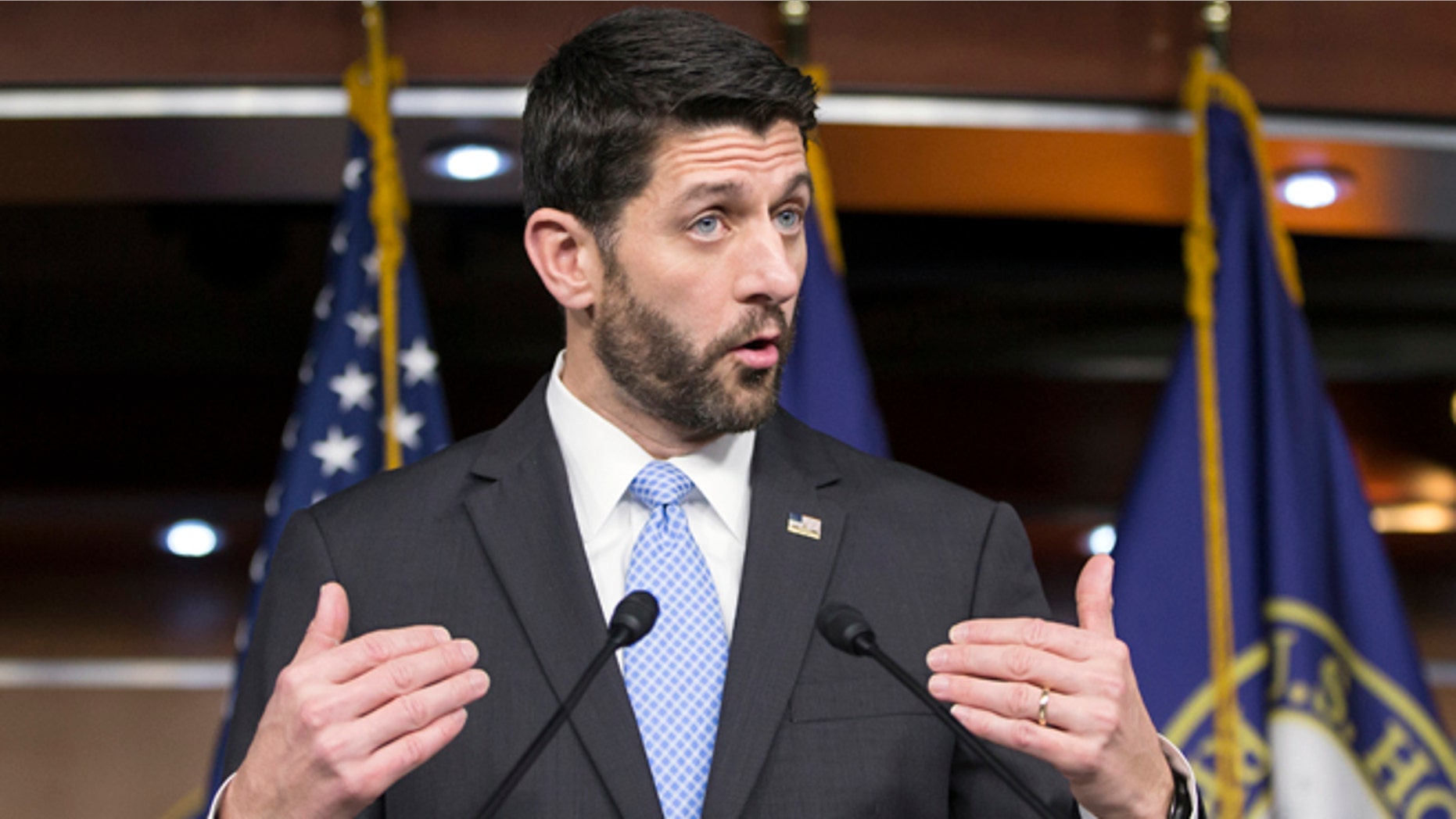 In this Dec. 17, 2015, photo, House Speaker Paul Ryan of Wis. speaks during an end-of-the-year news conference on Capitol Hill in Washington. (AP Photo/J. Scott Applewhite)