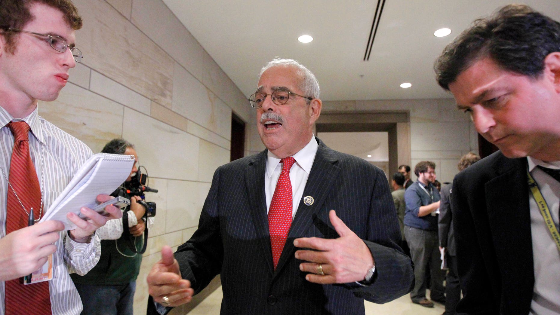 FILE: Rep. Gerry Connolly, D-Va., talks with the media, on Capitol Hill in Washington.