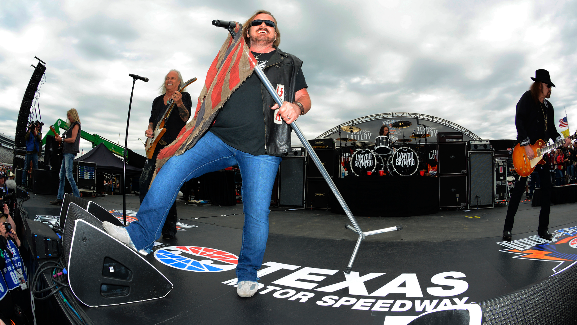 In this April 9, 2016, file photo, Johnny Van Zant fronts the band Lynyrd Skynyrd during a convert before the NASCAR Sprint Cup Series auto race at Texas Motor Speedway in Fort Worth, Texas. Southern rock icons Lynyrd Skynyrd will kick off their final tour May 4, 2018, in West Palm Beach, Fla., more than 40 years after the band’s debut album was released.