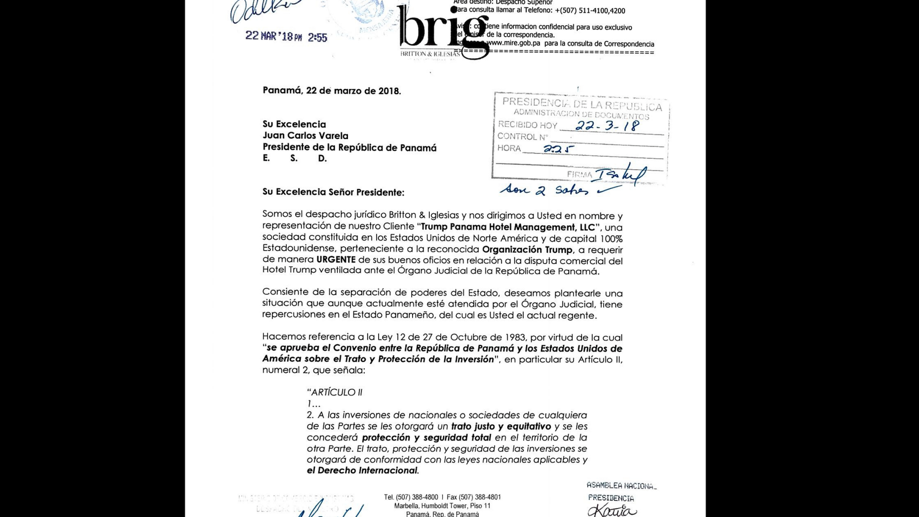 Letter To Panama S President From Trump Organization Lawyers Fox News