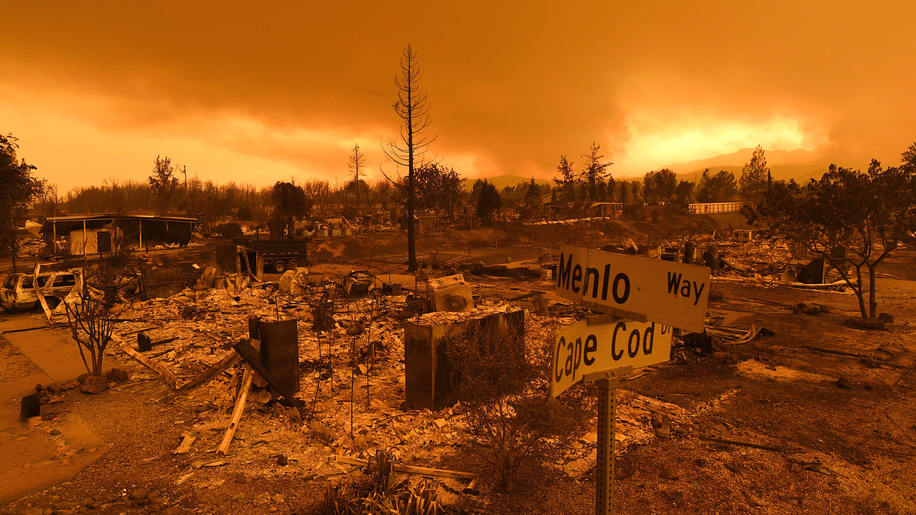 Homes leveled by the Carr Fire in Redding, Calif., on Friday, July 27, 2018.