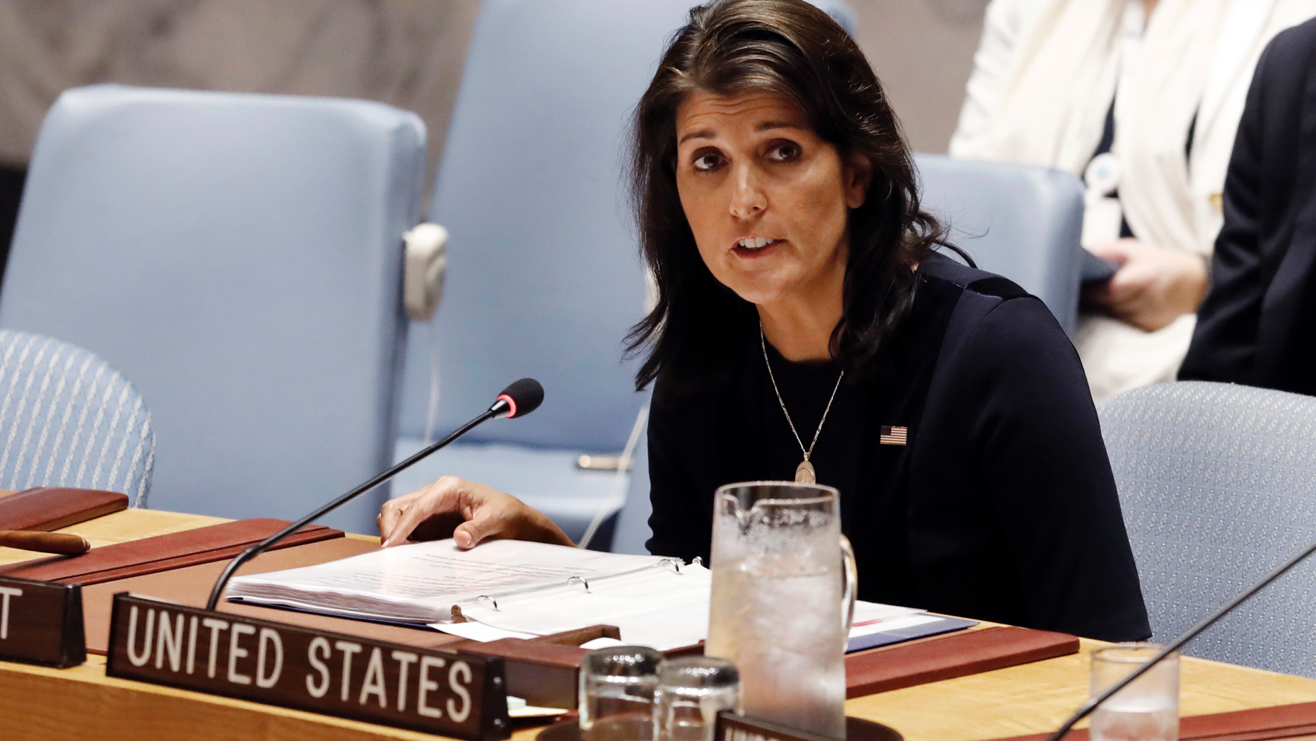 U.S. Ambassador Nikki Haley is calling on the General Assembly to condemn Hamas.