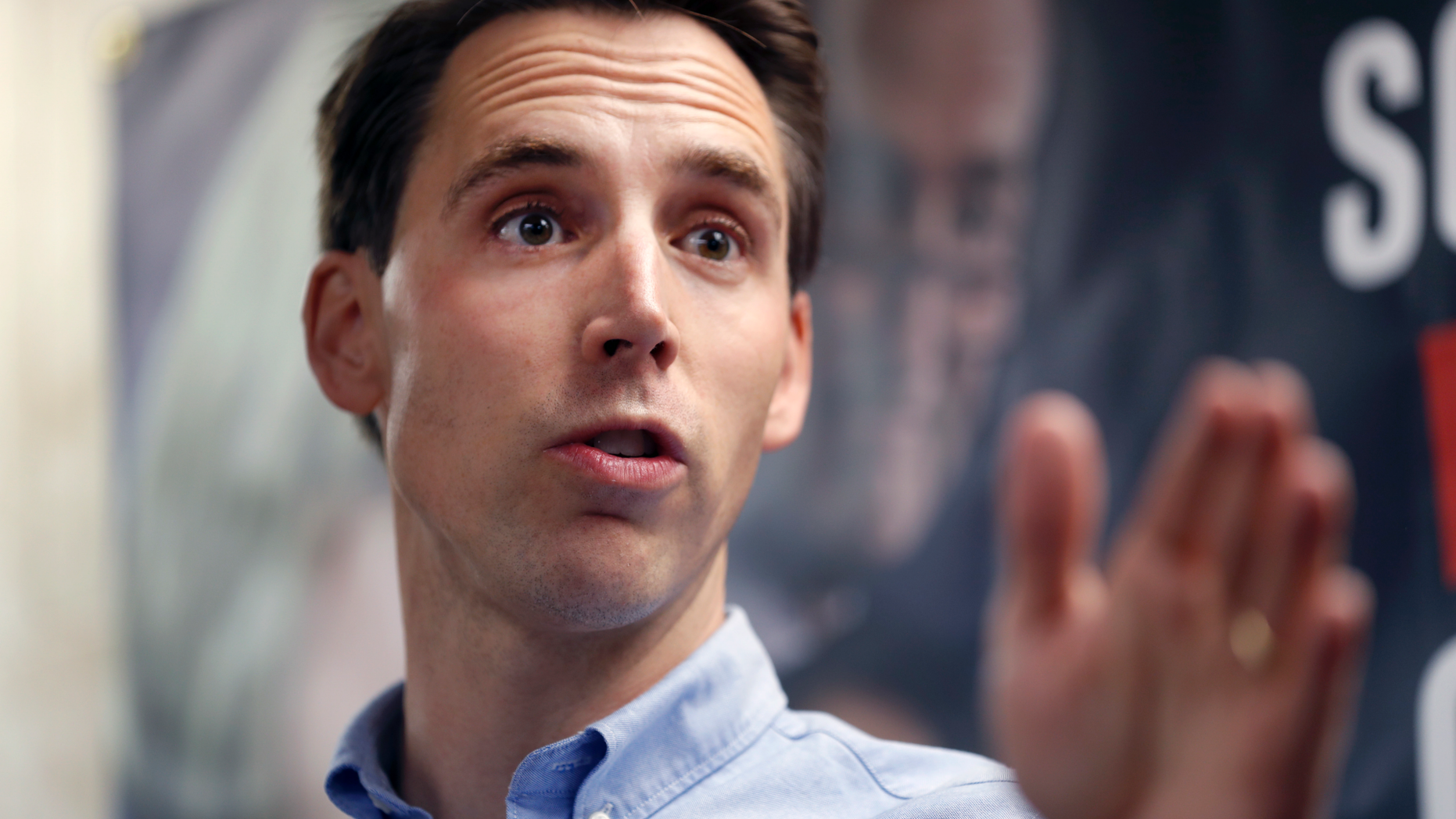 Missouri Attorney General and Republican U.S. Senate candidate Josh Hawley speaks to supporters during a campaign stop Thursday, Sept. 27, 2018, in St. Charles, Mo. Hawley is seeking to unseat Democratic incumbent Sen. Claire McCaskill. (AP Photo/Jeff Roberson)