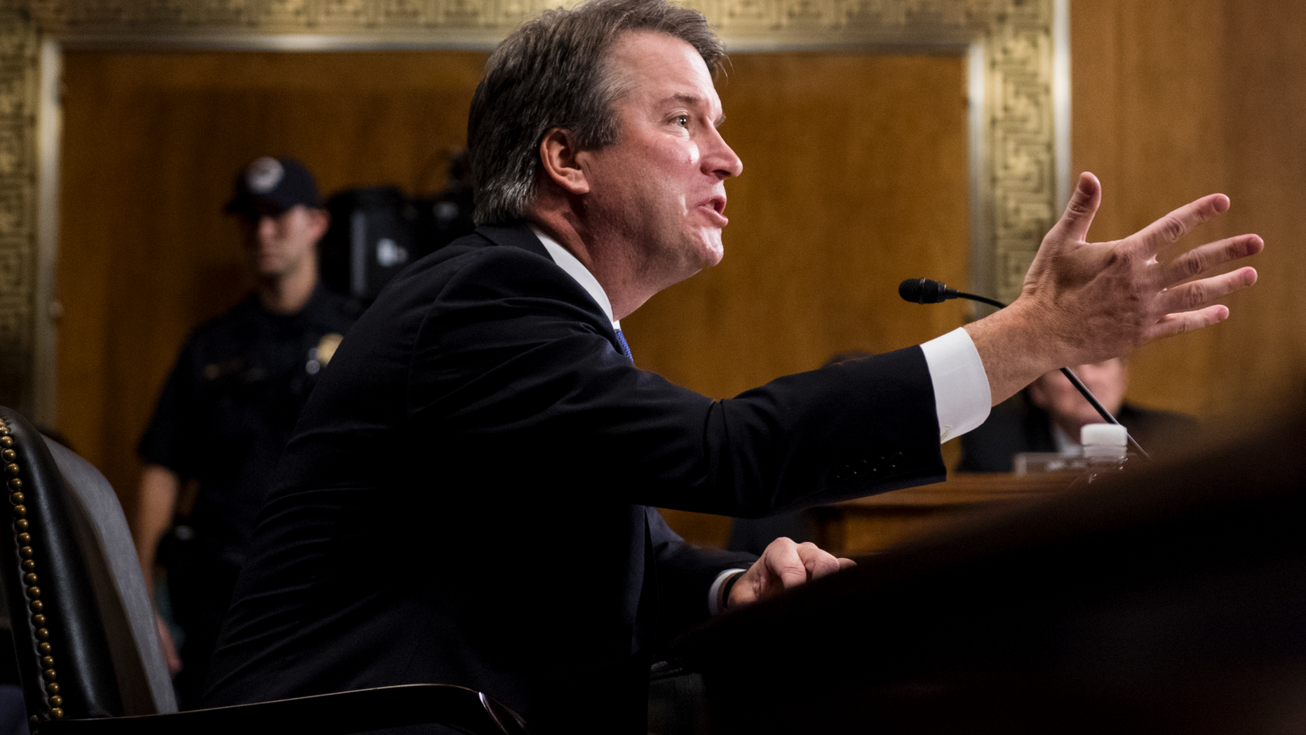 Supreme Court nominee Judge Brett Kavanaugh testifies during the Senate Judiciary Committee, Thursday, Sept. 27, 2018 on Capitol Hill in Washington. (Tom Williams/Pool Image via AP)