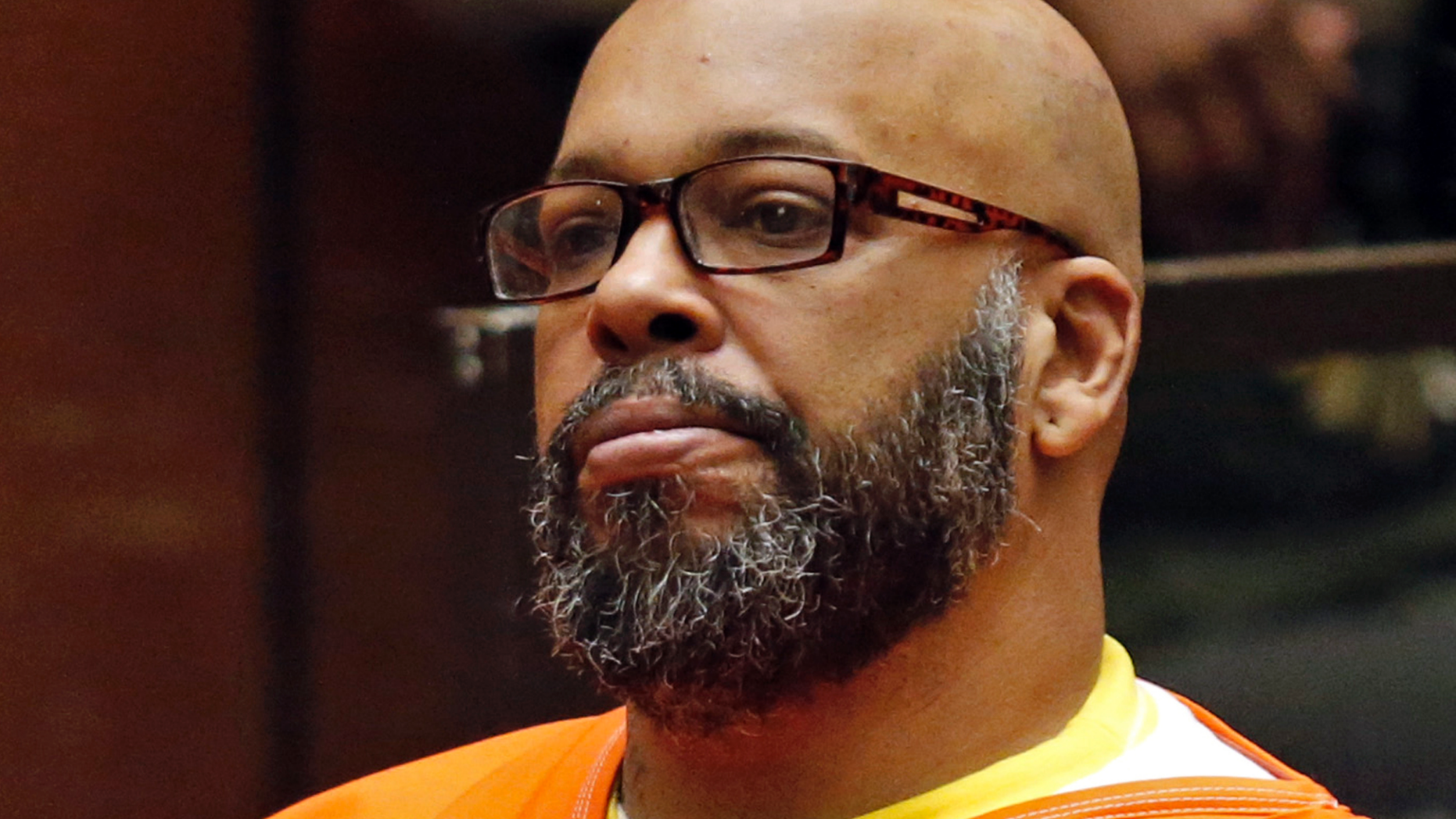 In this July 7, 2015, file photo, Marion Hugh "Suge" Knight sits for a hearing in his murder case in Superior Court in Los Angeles.