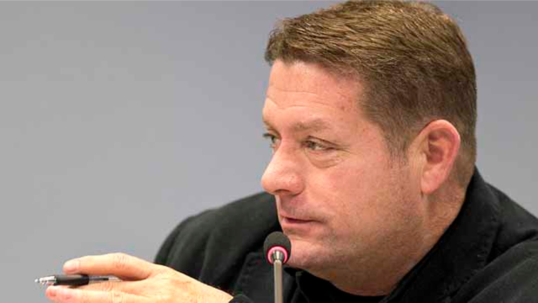 Jan. 6, 2015: Frederick County Council member Kirby Delauter makes a point during a meeting of the recently formed 7-member council at Winchester Hall in Frederick, Md. The Republican councilman is threatening to sue his local newspaper if they dare put his name on their pages. (AP Photo/The Frederick News-Post, Bill Green)