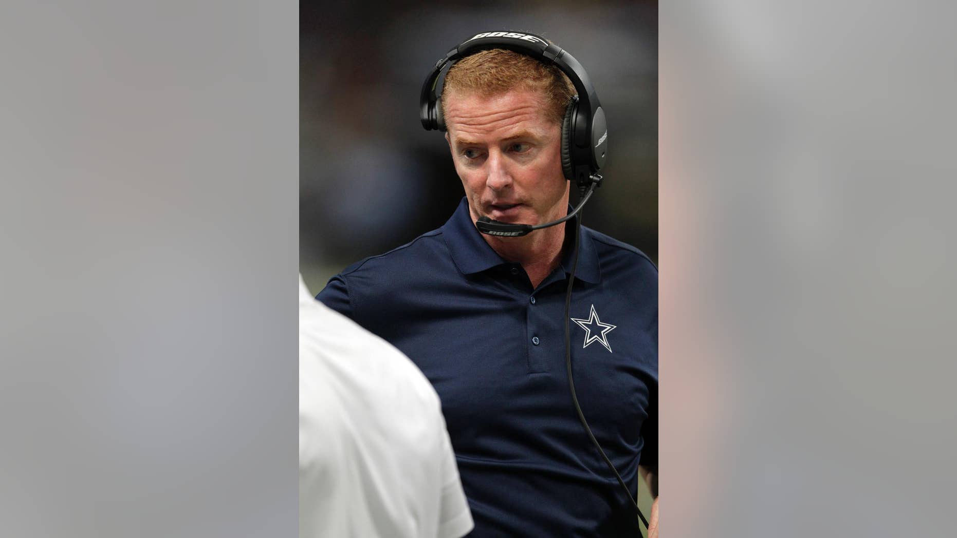 FILE - In this Sept. 21, 2014, file photo, Dallas Cowboys head coach Jason Garrett watches from the sidelines during the third quarter of an NFL football game against the St. Louis Rams in St. Louis. The Dallas Cowboys overcame a 21-point deficit to win in regulation for the first time in team history. (AP Photo/Tom Gannam, File)