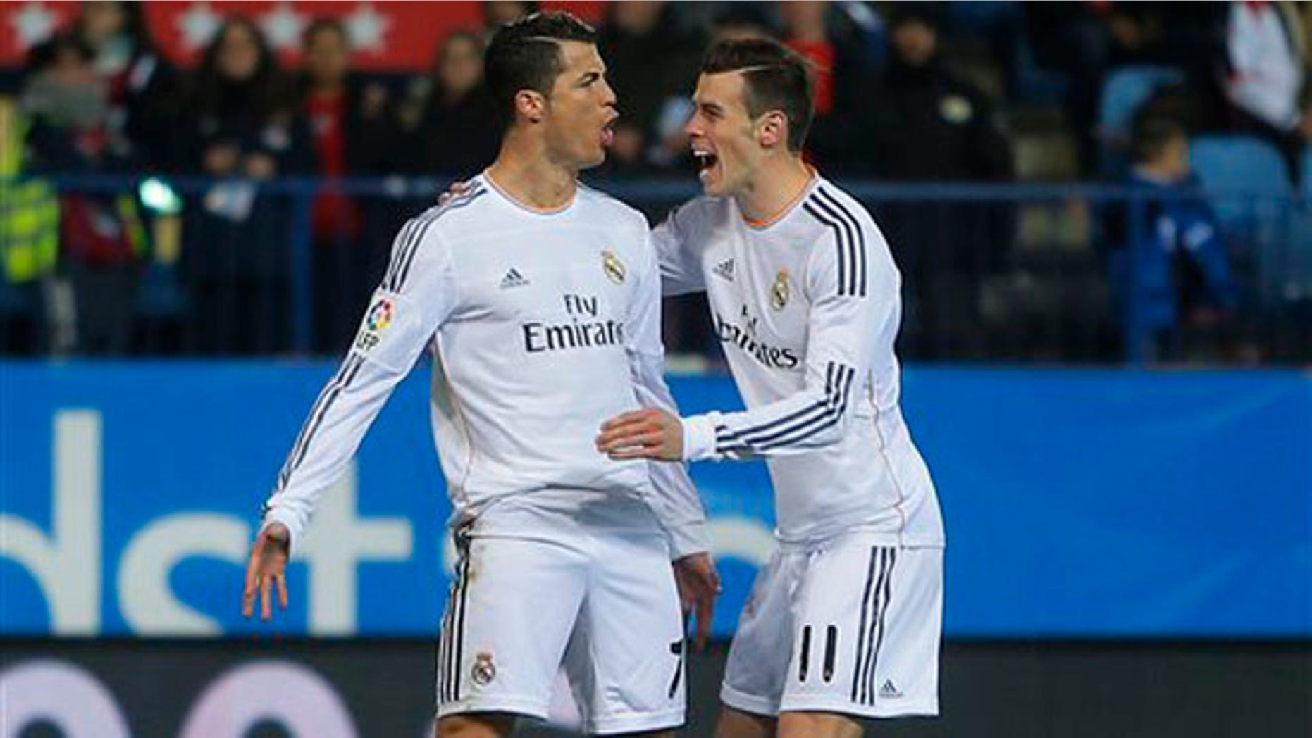Real Madrid's Cristiano Ronaldol, left, with Gareth Bale, right.