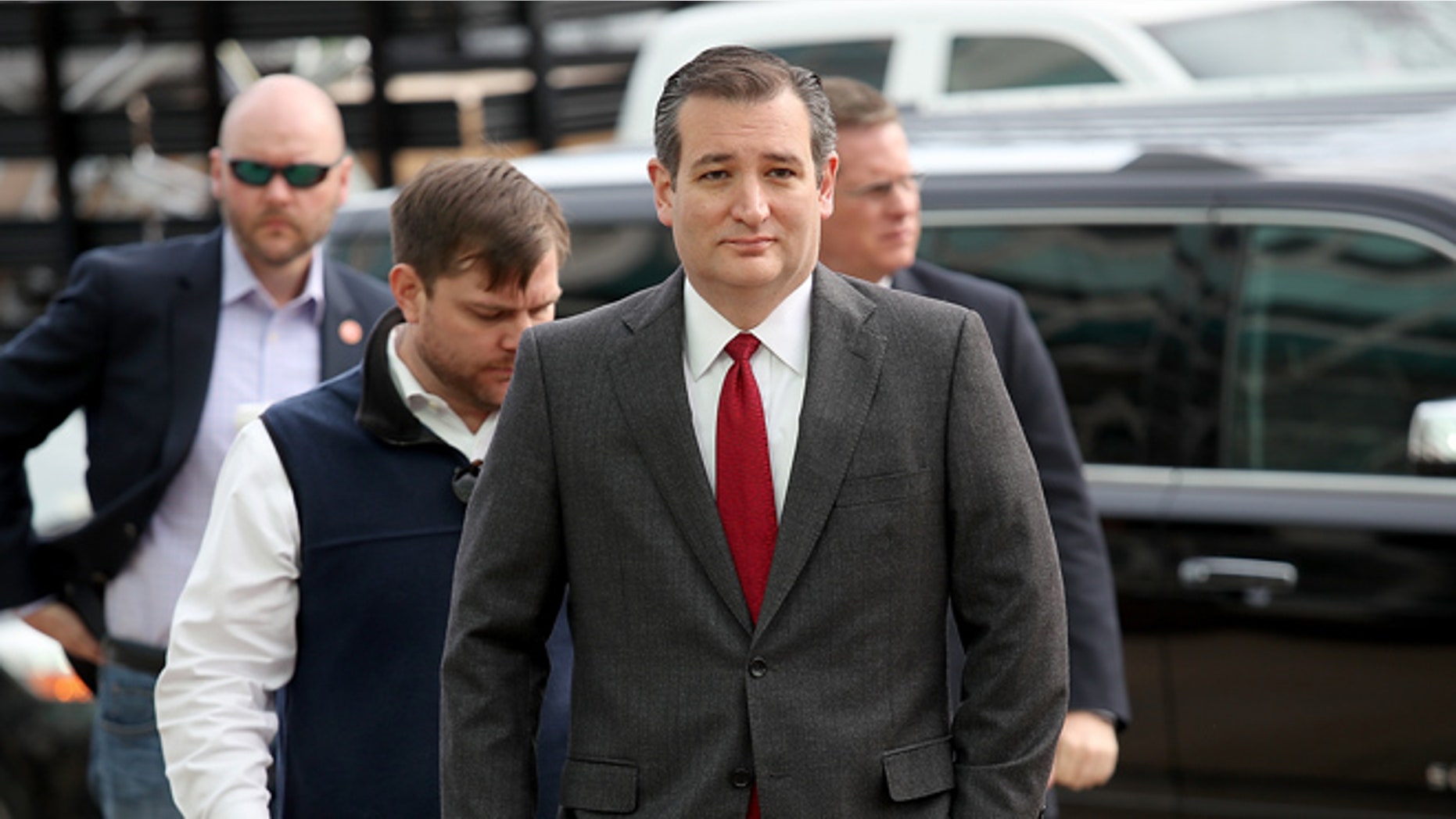 WASHINGTON, DC - MARCH 22: Republican presidential candidate Sen. Ted Cruz (R-TX) arrives to address the bombings in Brussels during remarks March 22, 2016 in Washington, DC. Reports indicate at least 34 people have died and scores more injured in the bombings at the airport and Metro. (Photo by Win McNamee/Getty Images)