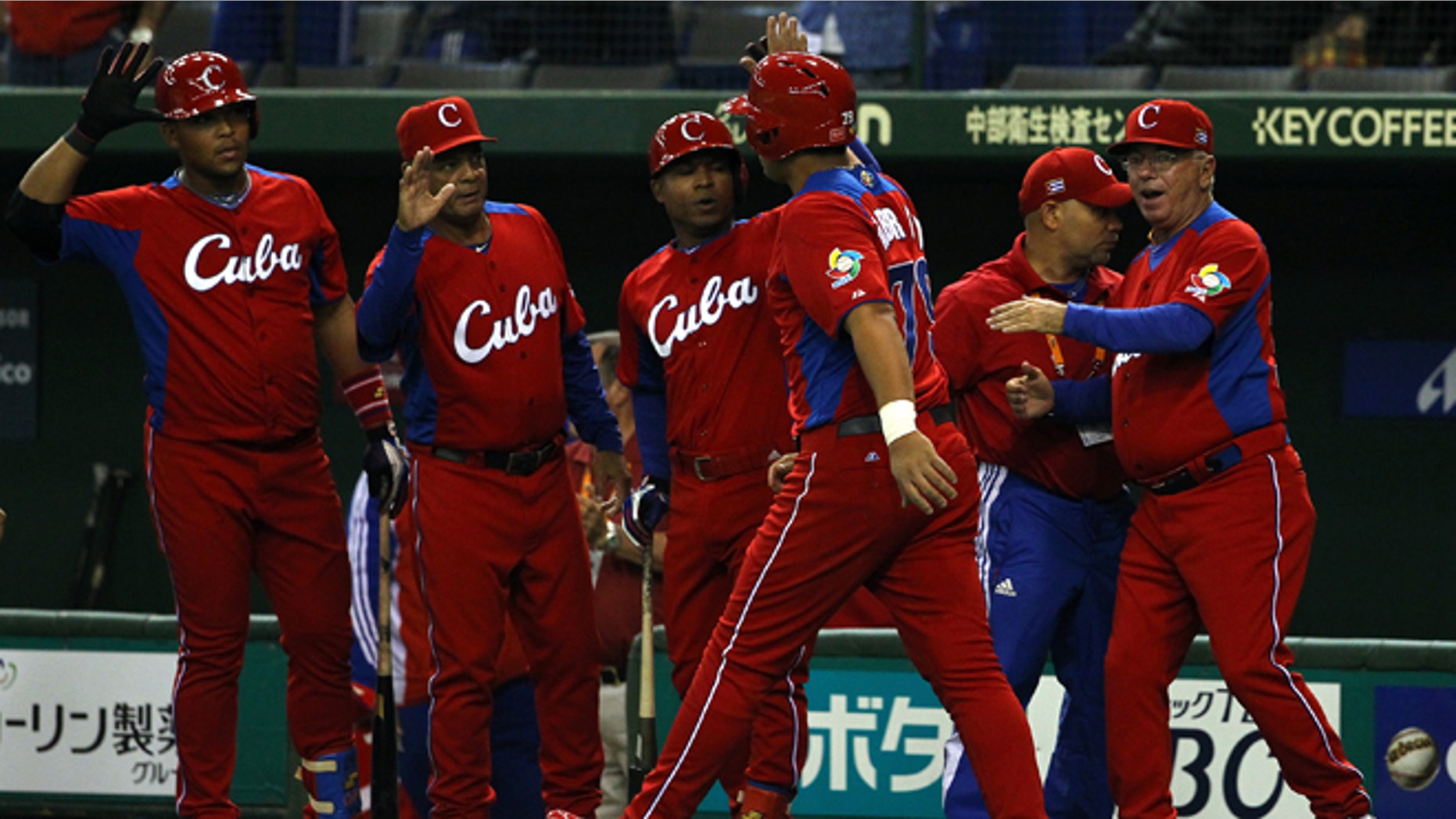 TOKYO, JAPAN - MARCH 11: Infielder Jose Abreu #79 of Cuba celerates after scoring in the top half of the fourth inning during the World Baseball Classic Second Round Pool 1 game between Cuba and the Netherlands at Tokyo Dome on March 11, 2013 in Tokyo, Japan. (Photo by Koji Watanabe/Getty Images)