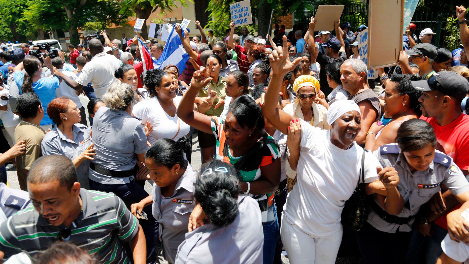 Police detaining members of Ladies in White in Havana, Cuba, on July 19, 2015.