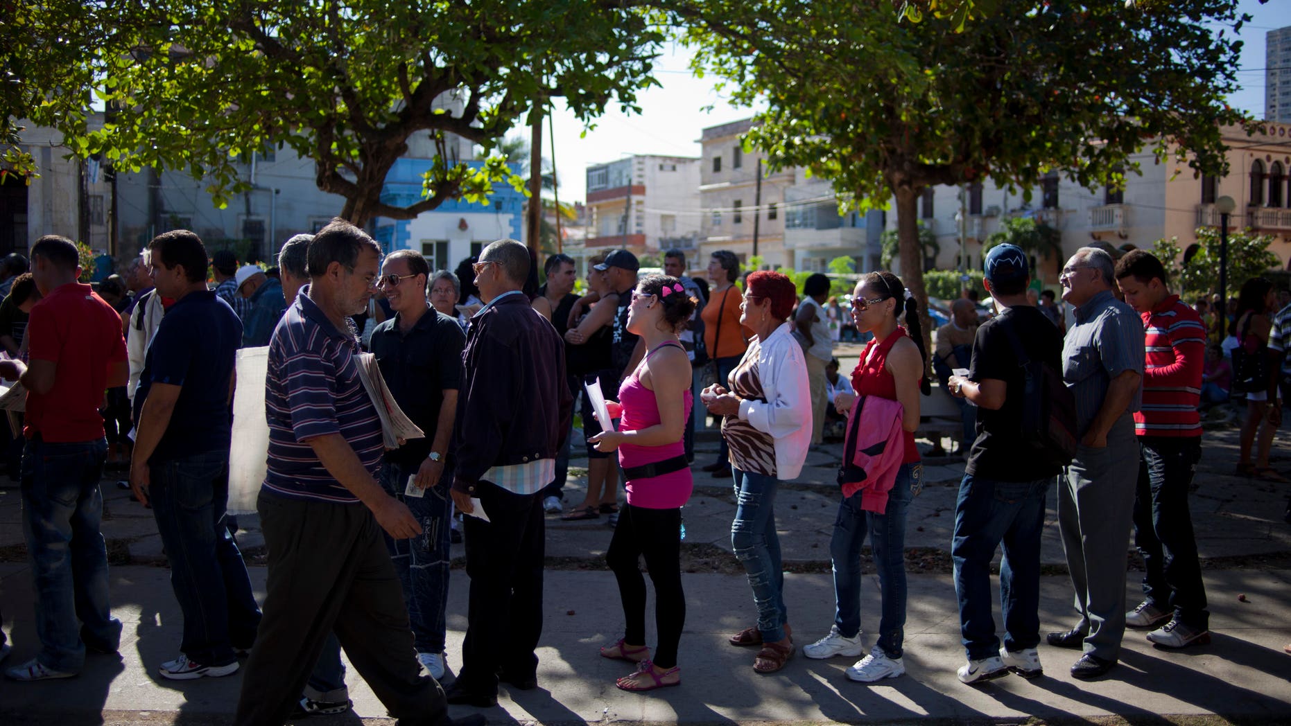 Jan. 14, 2013 - People wait to enter the U.S. Interests Section to apply for U.S. visas in Havana, Cuba.