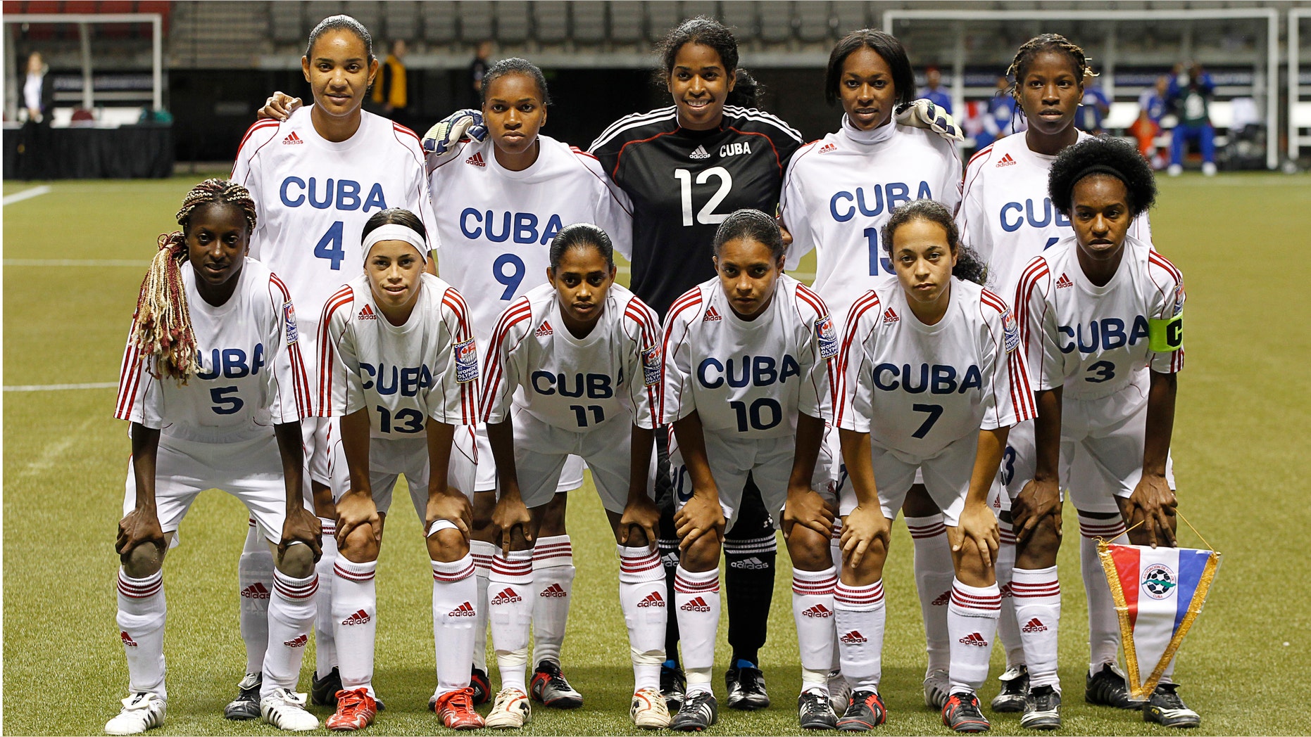 VANCOUVER, CANADA - JANUARY 23: The starting 11 for Cuba against Haiti during the 2012 CONCACAF Women's Olympic Qualifying Tournament at BC Place on January 23, 2012 in Vancouver, British Columbia, Canada. (Photo by Jeff Vinnick/Getty Images)