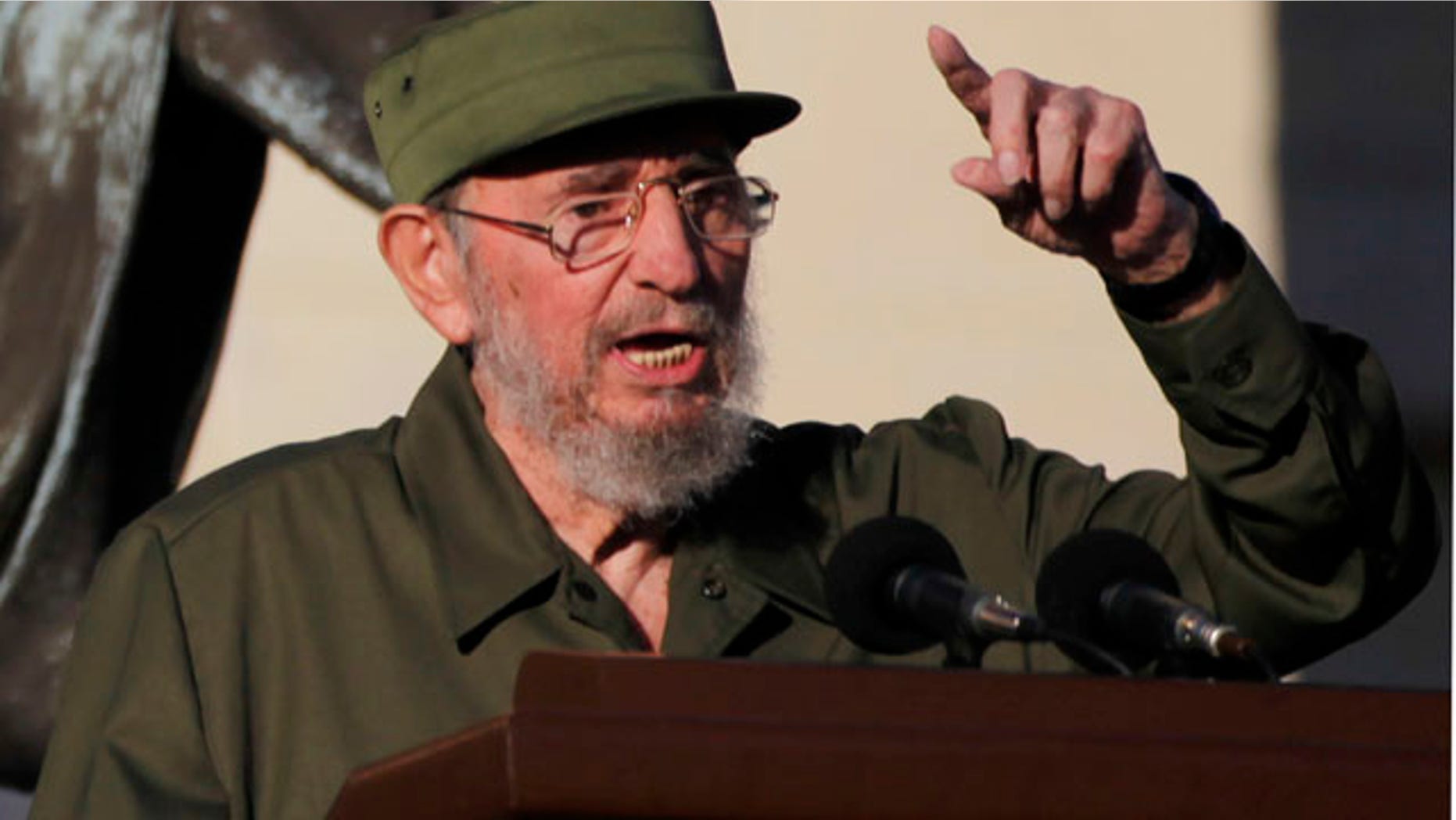 Sept. 3: Cuba's leader Fidel Castro delivers a speech to students outside Havana's University in Havana, Cuba. Castro dusted off his military fatigues for the first time since stepping down as president four years ago, a symbolic act in a Communist country where little signals often carry enormous significance. (AP)