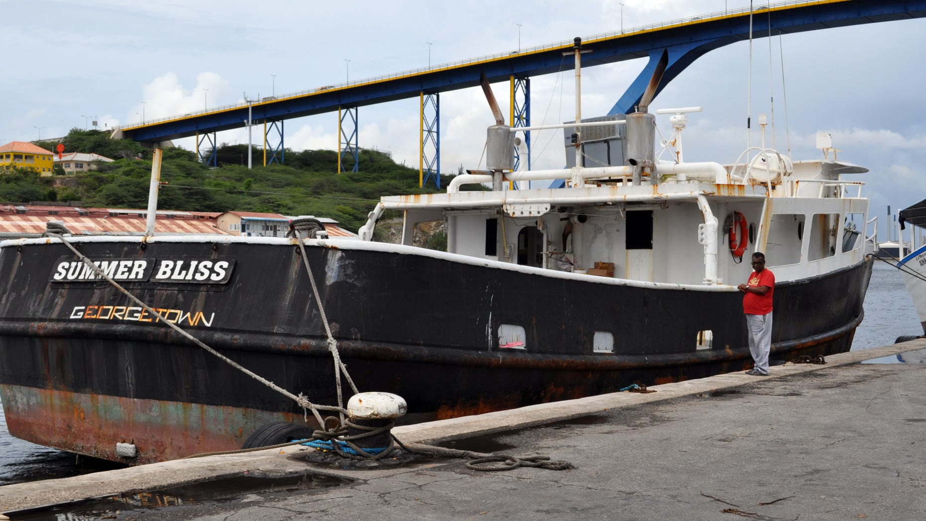 Nov. 30, 2012: The "Summer Bliss"fishing boat sits docked at the Willemstad port in Curacao.