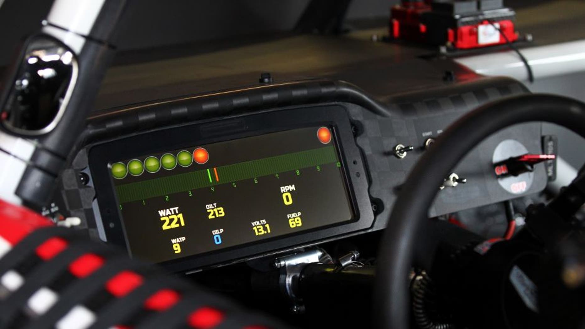 DARLINGTON, SC - SEPTEMBER 04: A view of the digital dashboard seen in the car of Kurt Busch, driver of the #41 Haas Automation Chevrolet, during practice for the NASCAR Sprint Cup Series Bojangles' Southern 500 at Darlington Raceway on September 4, 2015 in Darlington, South Carolina. (Photo by Sarah Crabill/NASCAR via Getty Images)