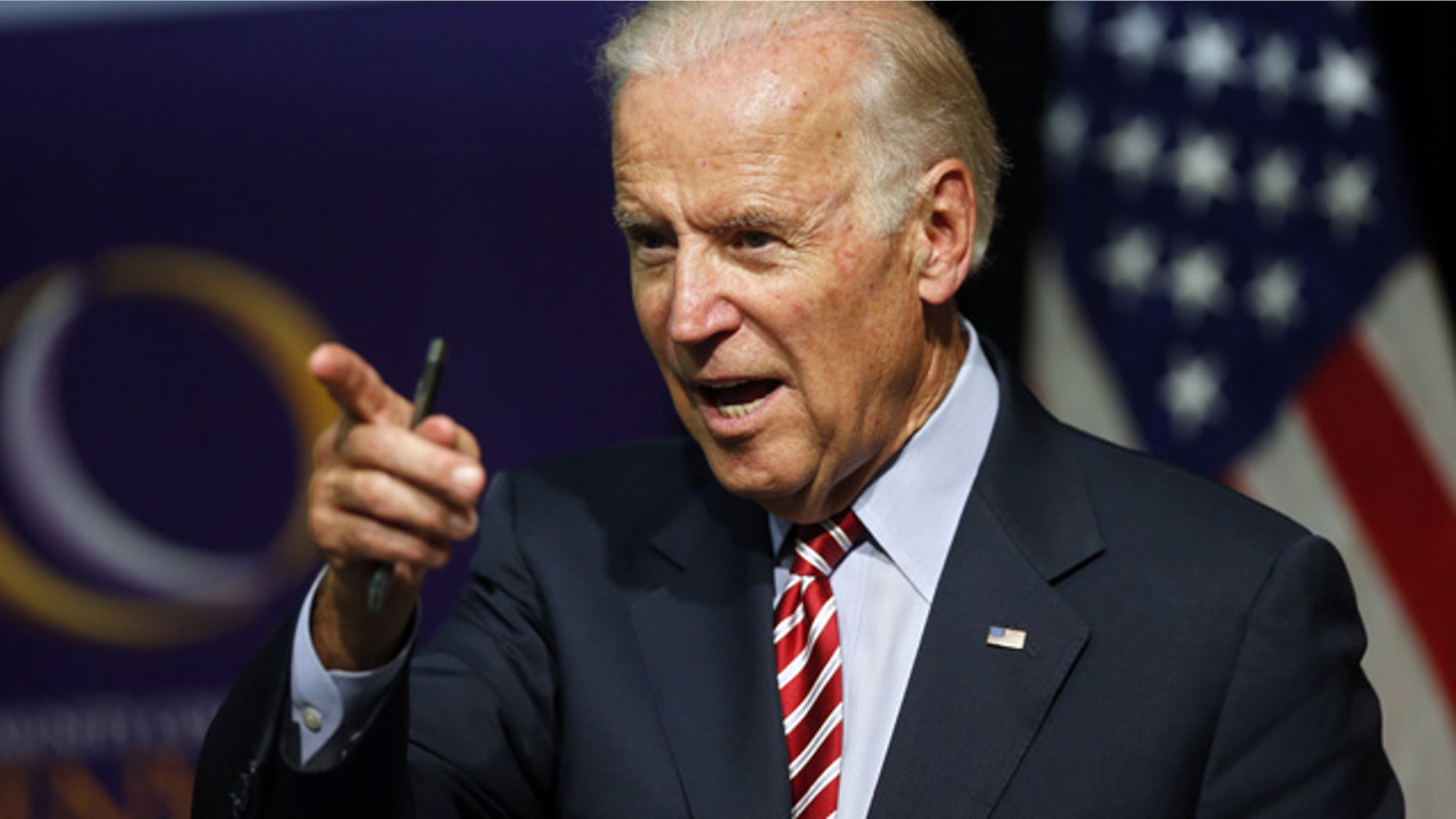 FILE - In this July 21, 2015, file photo, Vice President Joe Biden speaks during a roundtable discussion at the Advanced Manufacturing Center at Community College of Denver. (AP Photo/Brennan Linsley, File)