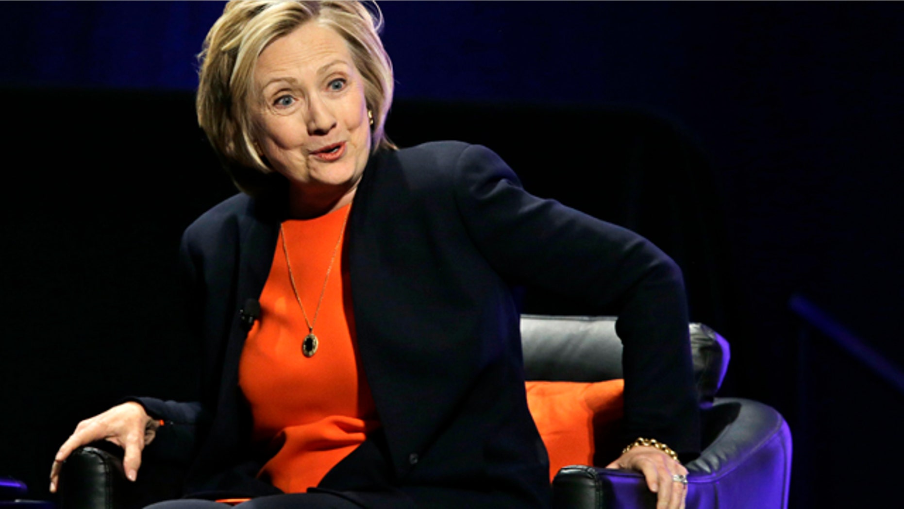 March 19, 2015: Former Secretary of State Hillary Rodham Clinton smiles as she answers a question after addressing around 3,000 summer camp and out of school time professionals at the American Camp Association and Tri State CAMP conference in Atlantic City, N.J. (AP Photo/Mel Evans)