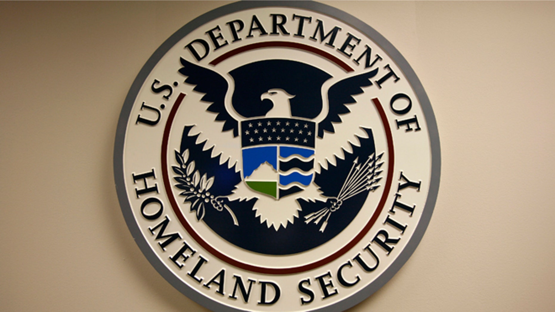 FILE: U.S. Department of Homeland Security emblem is pictured at the National Cybersecurity & Communications Integration Center in Arlington, Va.