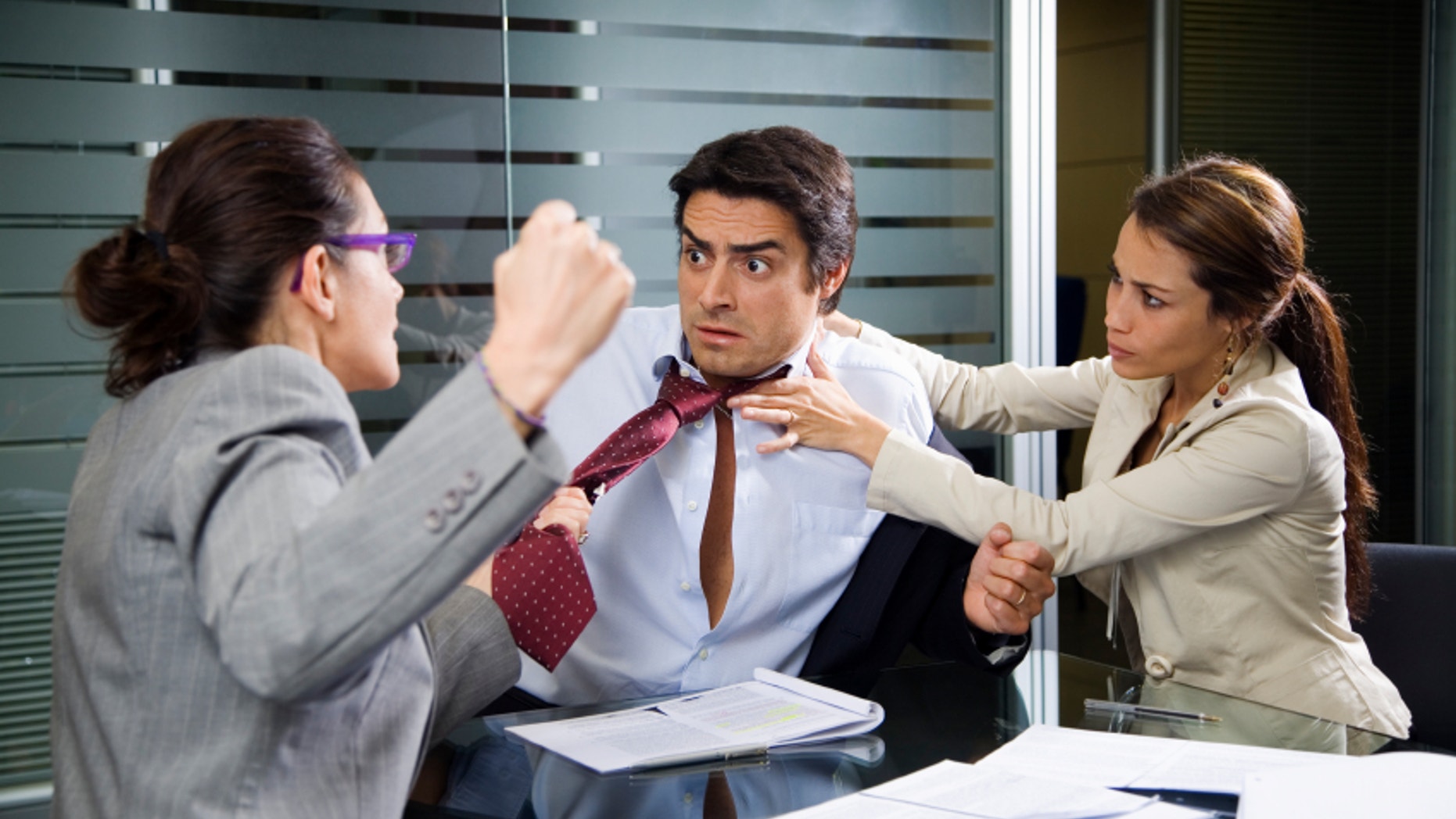 Office life: business team having a fight