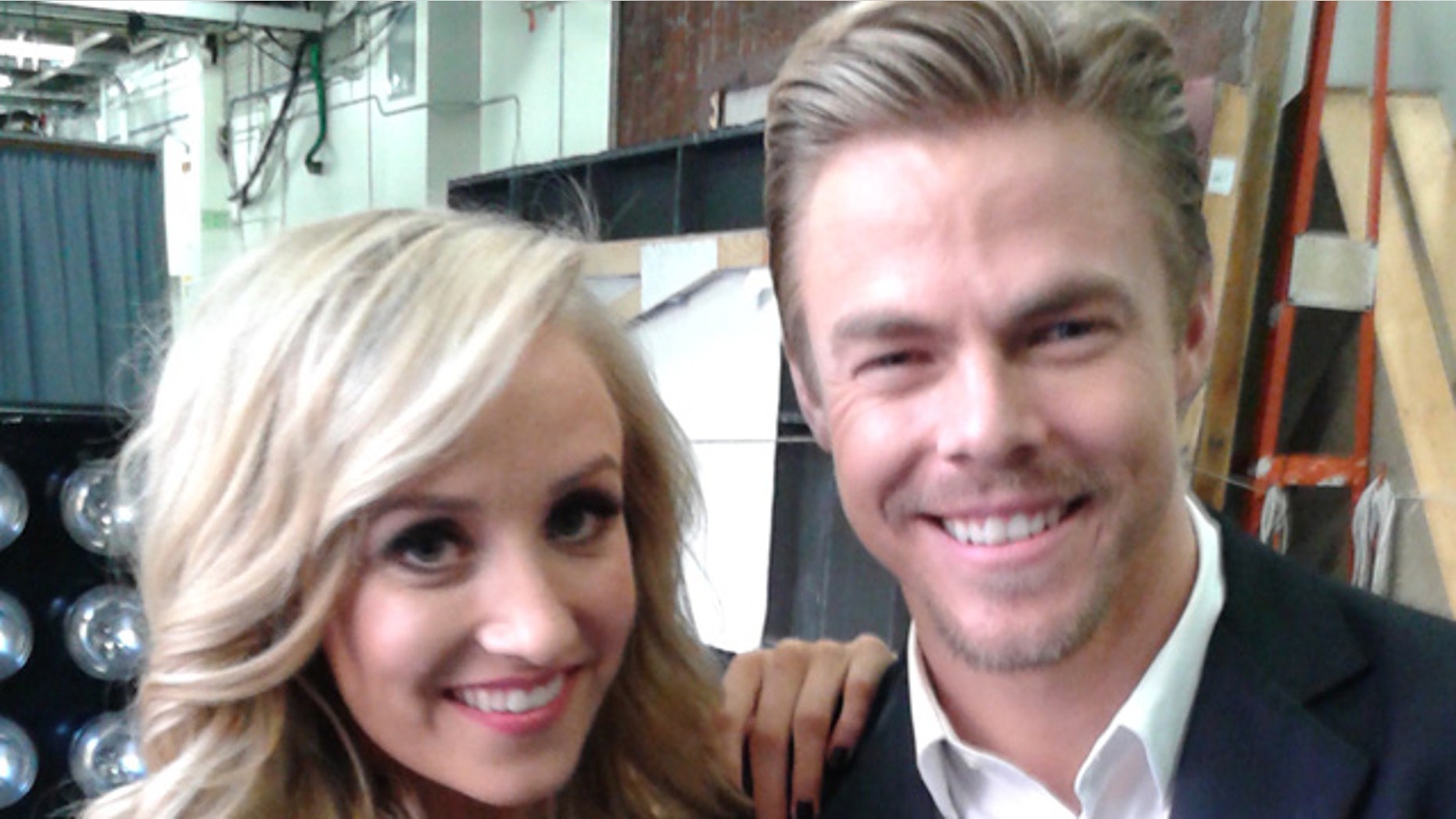 May 12, 2015: Nastia Liukin poses with partner Derek Hough after the pair were eliminated from 'Dancing With The Stars'. (Carole Glines)