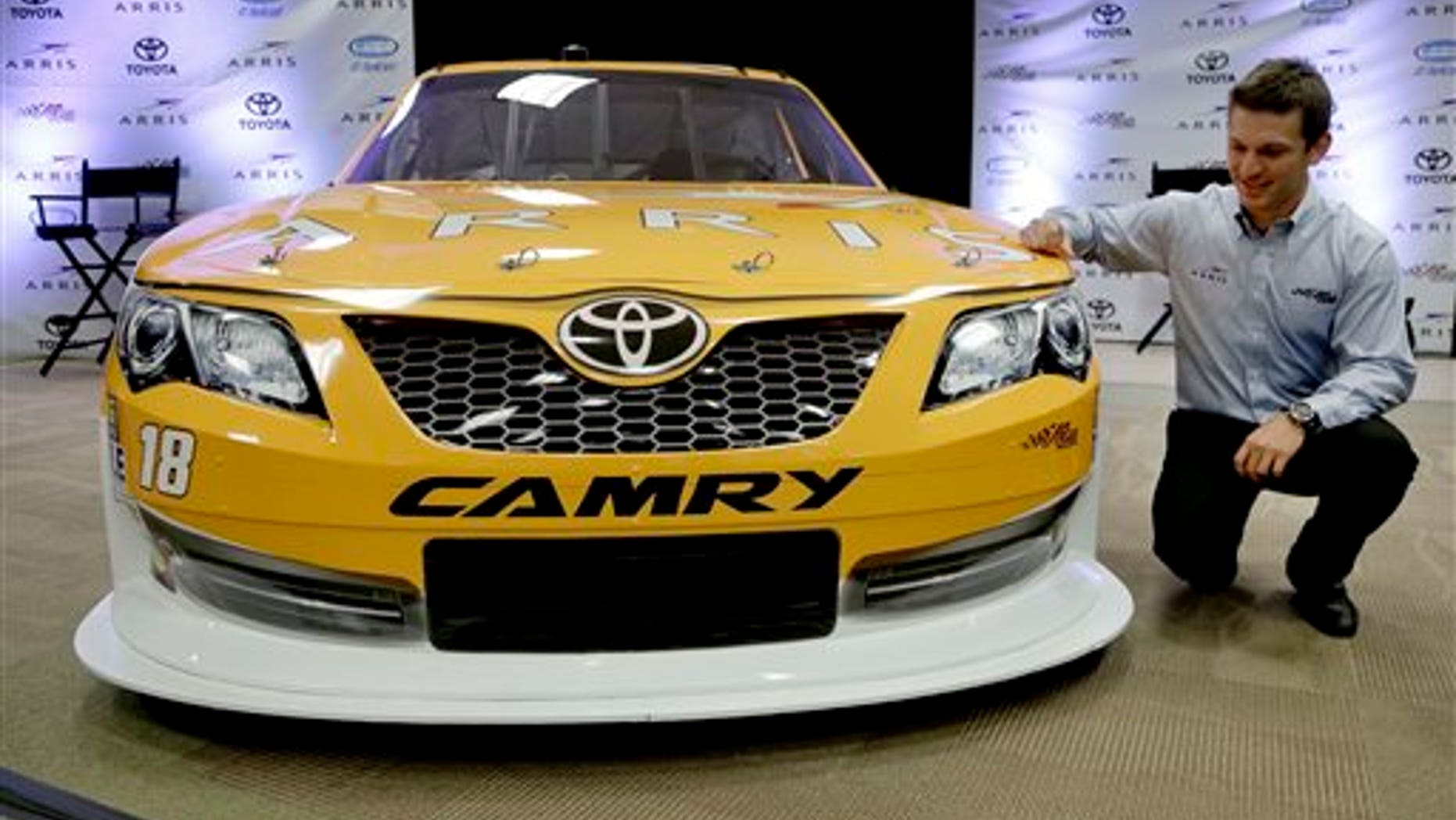 Daniel Suarez during a news conference at Joe Gibbs Racing's headquarters in Huntersville, N.C., Aug. 19, 2014.
