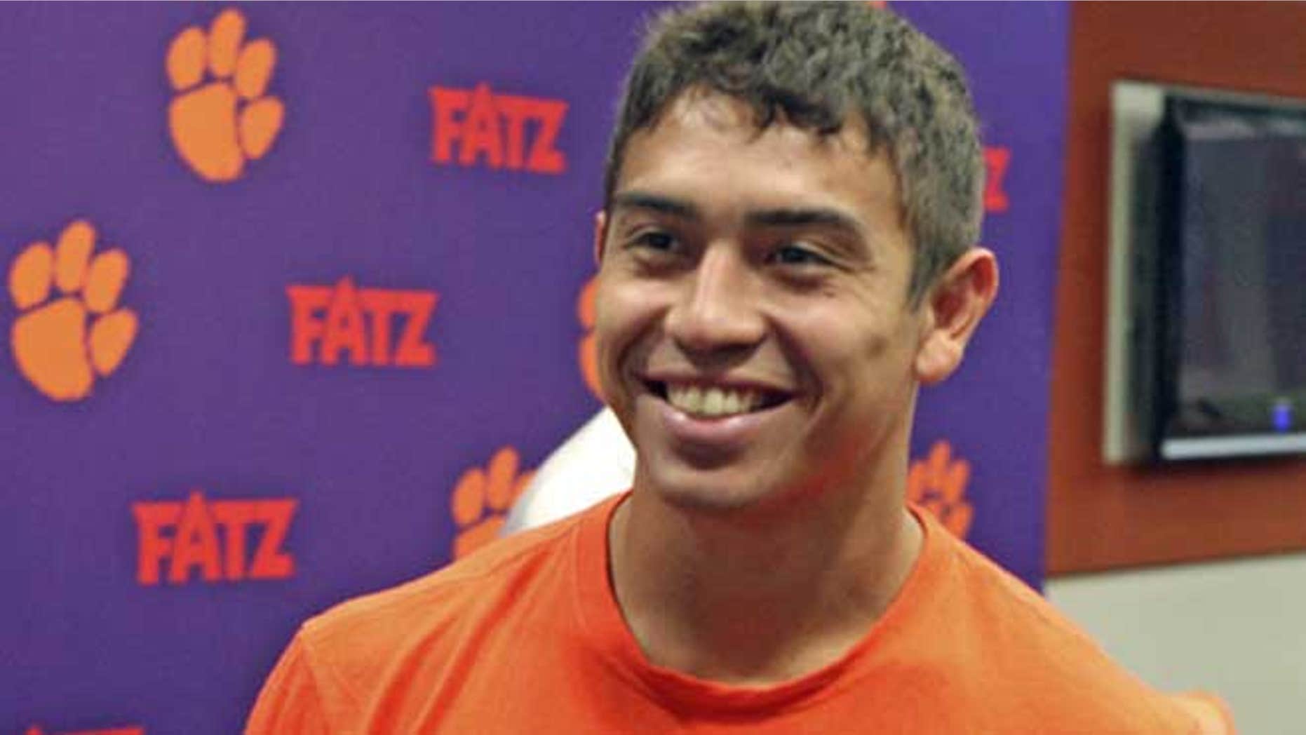 August 1, 2012: Daniel Rodriguez, a 24-year old United States Army veteran, smiles after a press conference at Clemson's Memorial Stadium in Clemson, S.C.