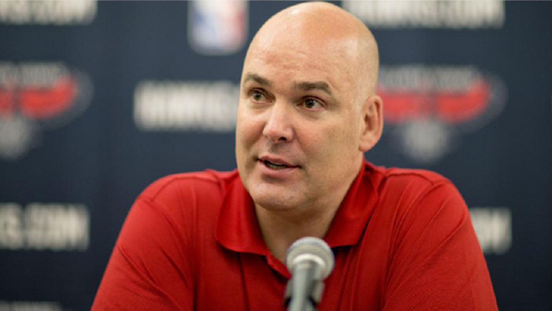 July 10, 2013: Hawks General Manager Danny Ferry discusses the signing of free agency Paul Millsap at a press conference (AP)