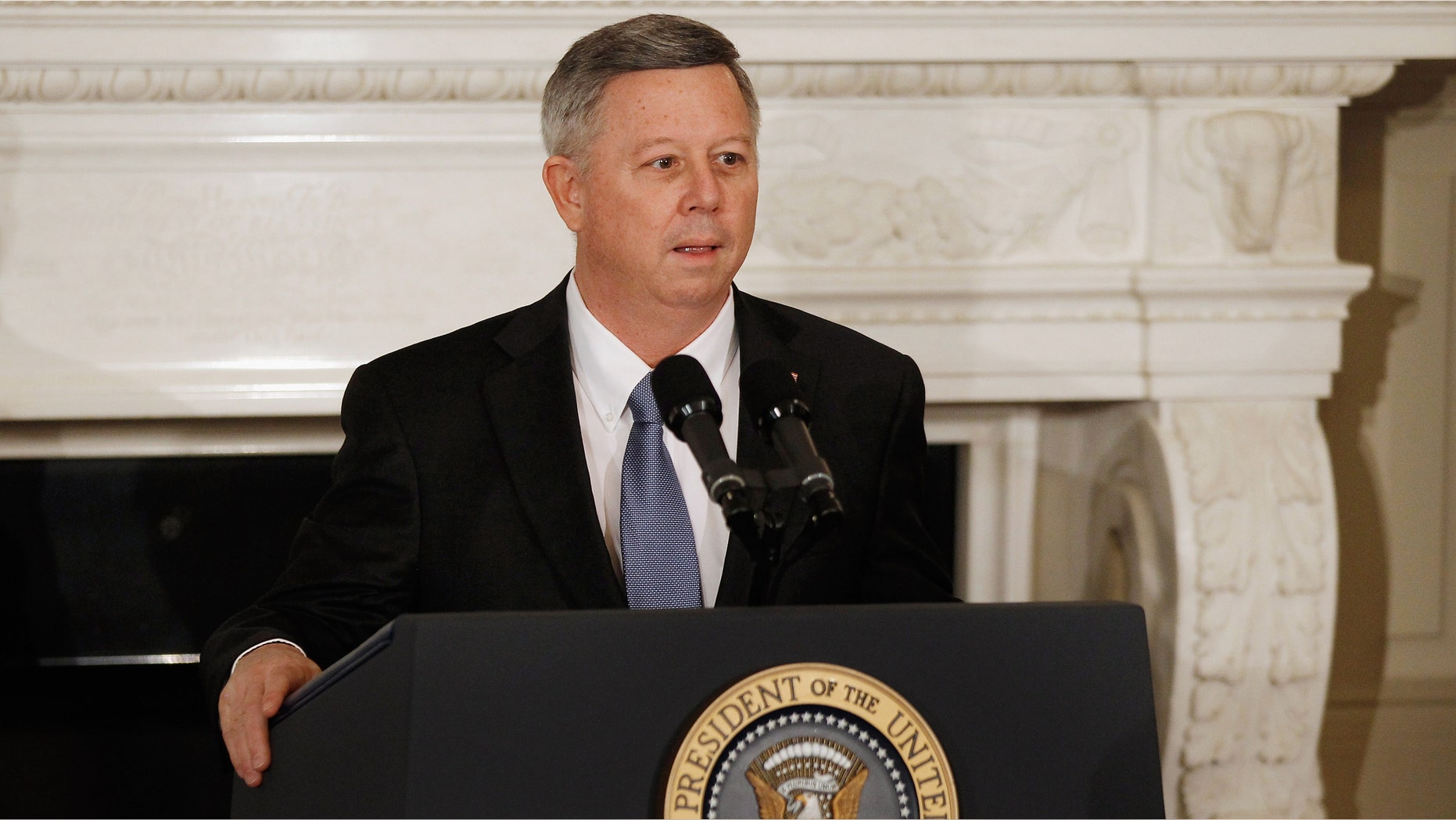 WASHINGTON, DC - FEBRUARY 27: National Governors Association Chair Nebraska Gov. Dave Heineman delivers remarks before a meeting with President Barack Obama at the White House February 27, 2012 in Washington, DC. The governors will conclude their three-day annual meeting today. (Photo by Chip Somodevilla/Getty Images)