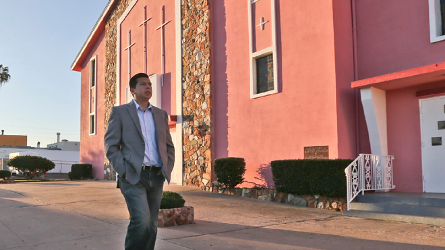 San Diego mayoral candidate David Alvarez in the Logan Heights neighborhood of San Diego Tuesday, Feb. 11, 2014.