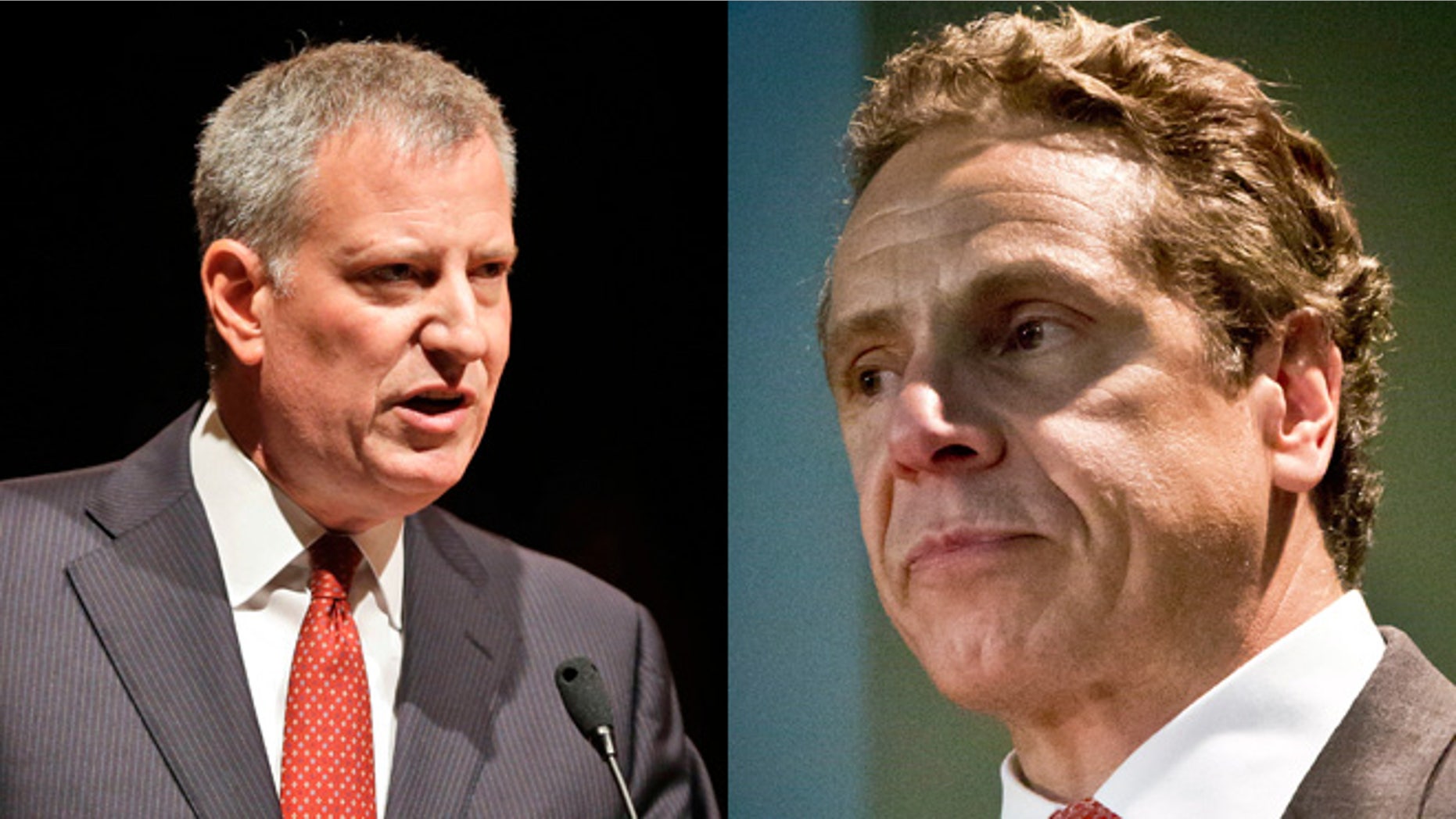New York Mayor Bill de Blasio (left) and New York Gov. Andrew Cuomo (right).