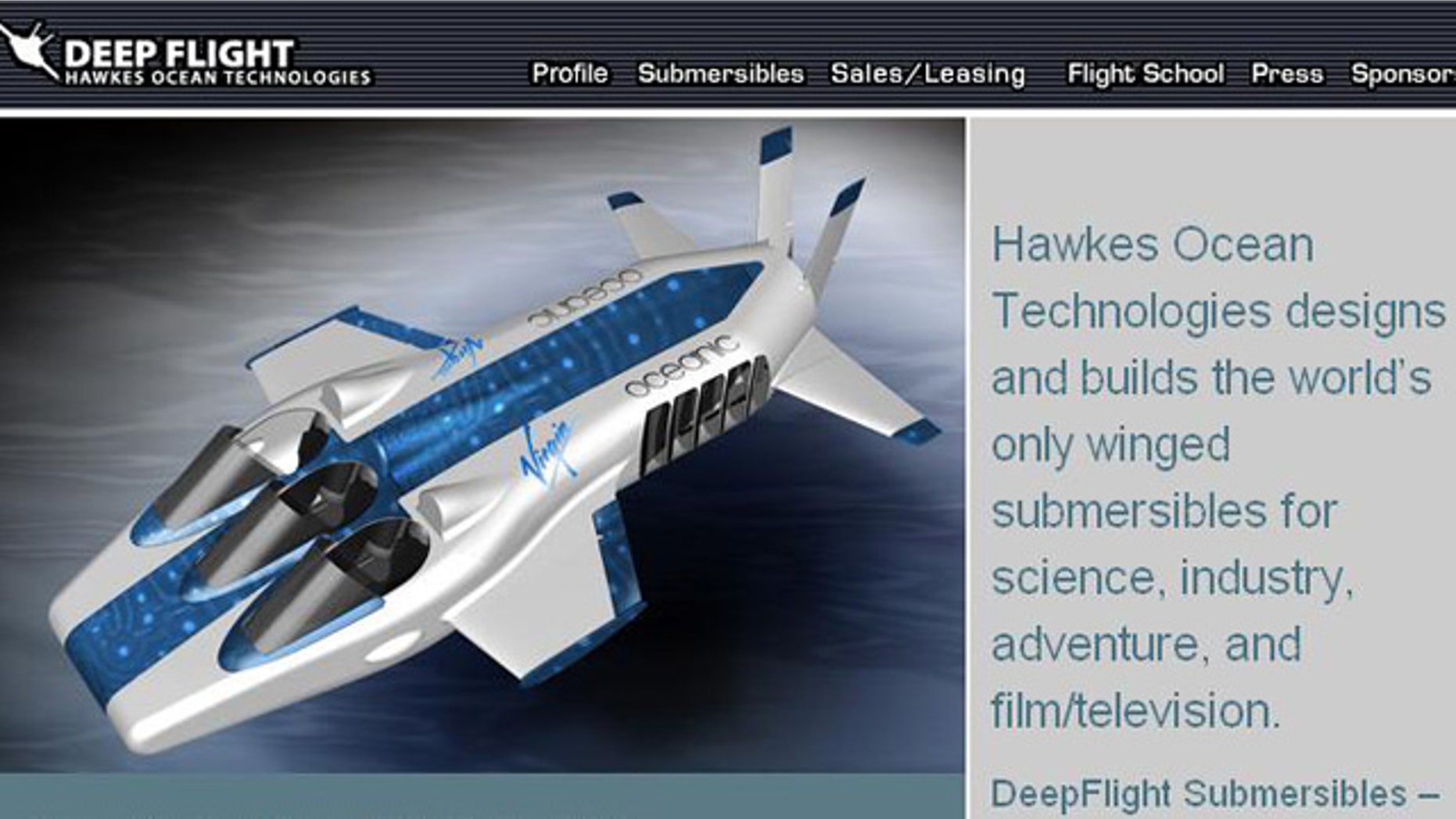 Hawkes Ocean Tech makes this DeepFlight craft, which Virgin owner Richard Branson plans to rent out to the very wealthy.