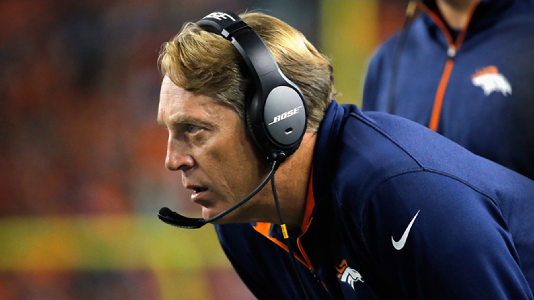 DENVER, CO - SEPTEMBER 07: Defensive coordinator Jack Del Rio of the Denver Broncos runs the defense against the Indianapolis Colts at Sports Authority Field at Mile High on September 7, 2014 in Denver, Colorado. The Broncos defeated the Colts 31-24. (Photo by Doug Pensinger/Getty Images)