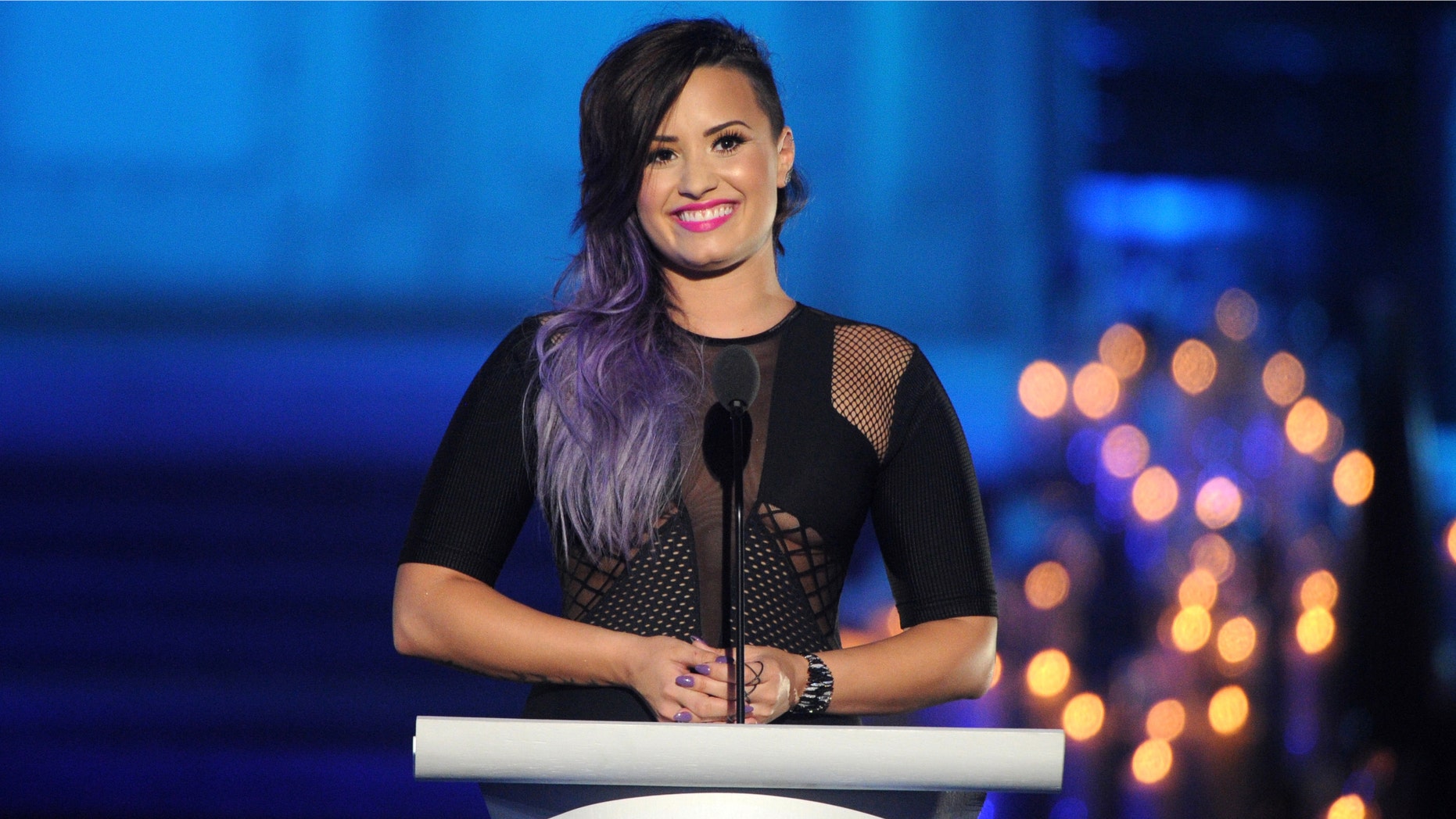 Lovato onstage during Logo TV's "Trailblazers" at St. John the Divine on June 23, 2014 in New York City.