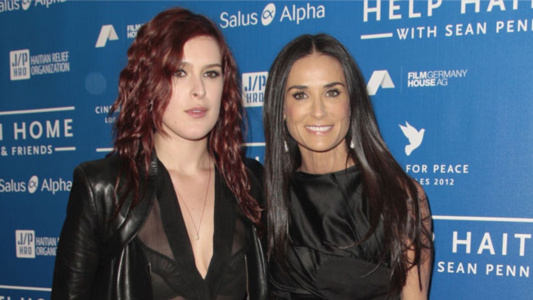 January 14, 2012: Actresses Rumor Willis, left, and Demi Moore arrive at the Cinema for Peace benefit for the J/P Haitian Relief Organization in Beverly Hills, Calif.