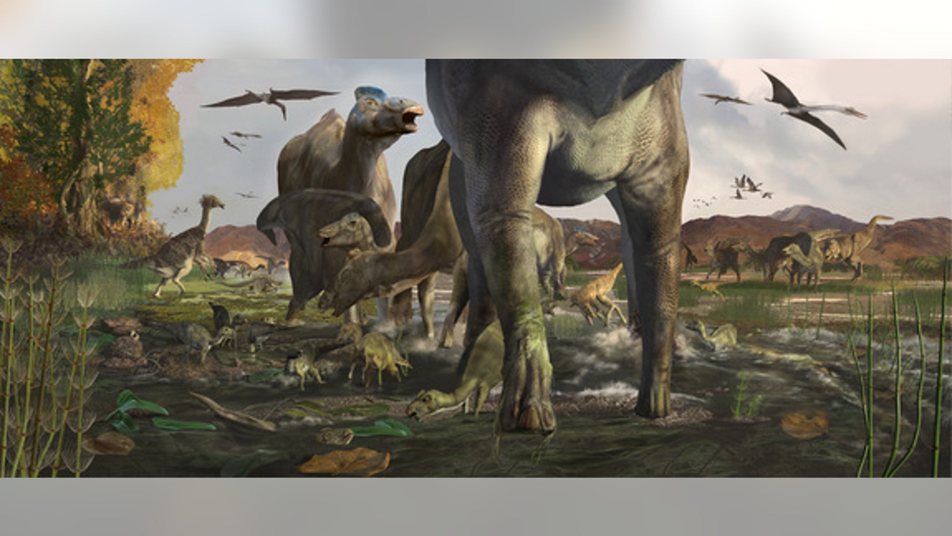 Artist's conception of how the trace fossils were formed roughly 70 million years ago.