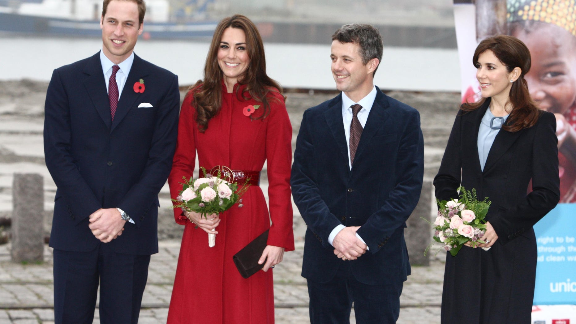 Nov. 2, 2011: Britain's Prince William, left, Catherine Duchess of Cambridge, 2nd left, Denmark's Crown Prince Frederik and Crown Princess Mary pose for the cameras in Copenhagen.