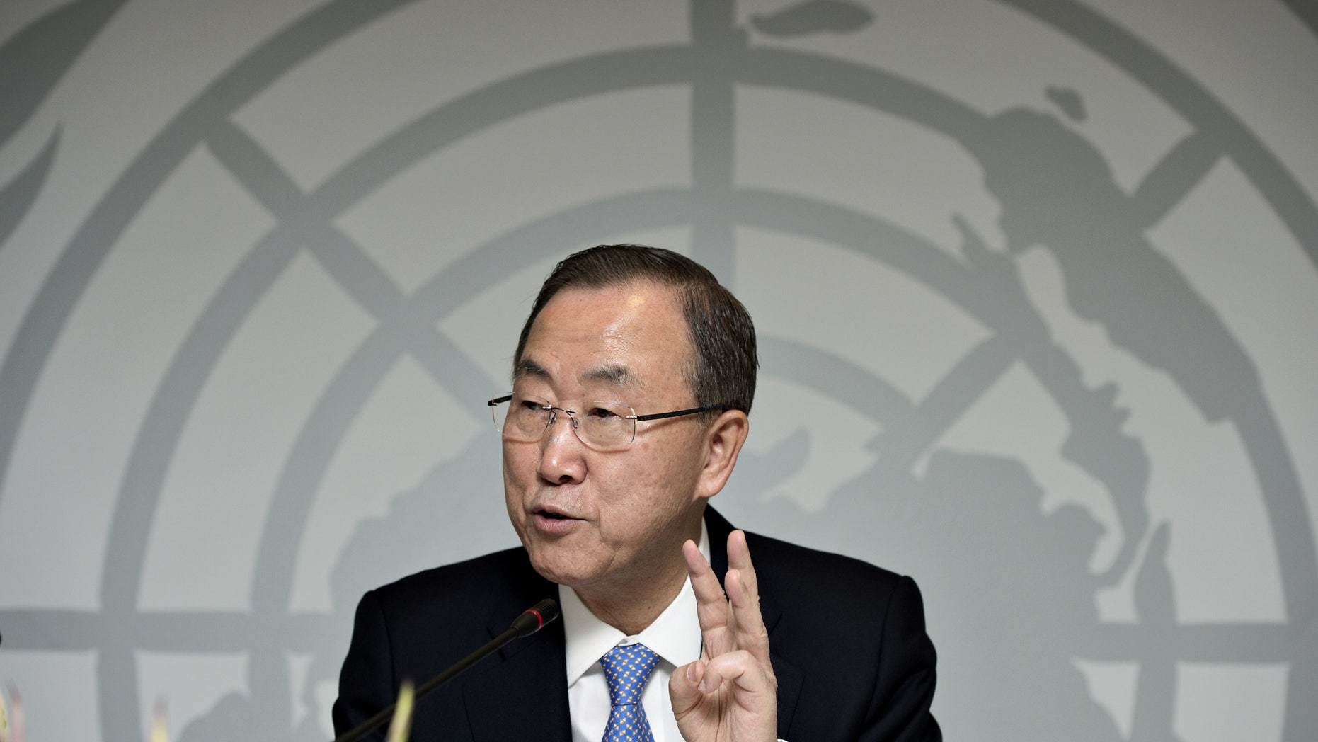 Oct. 23, 2013 - FILE photo of UN General Secretary Ban Ki-moon during a press conference in Copenhagen, Denmark.