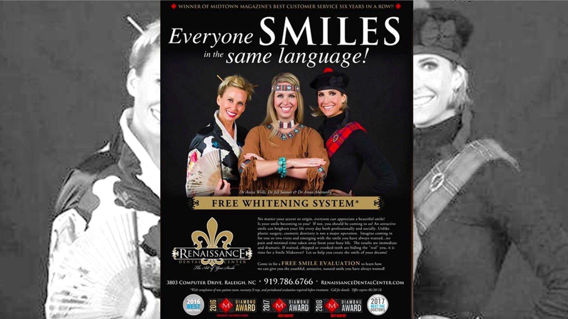 The Renaissance Dental Center came under scrutiny for this advertisement promoting teeth whitening.