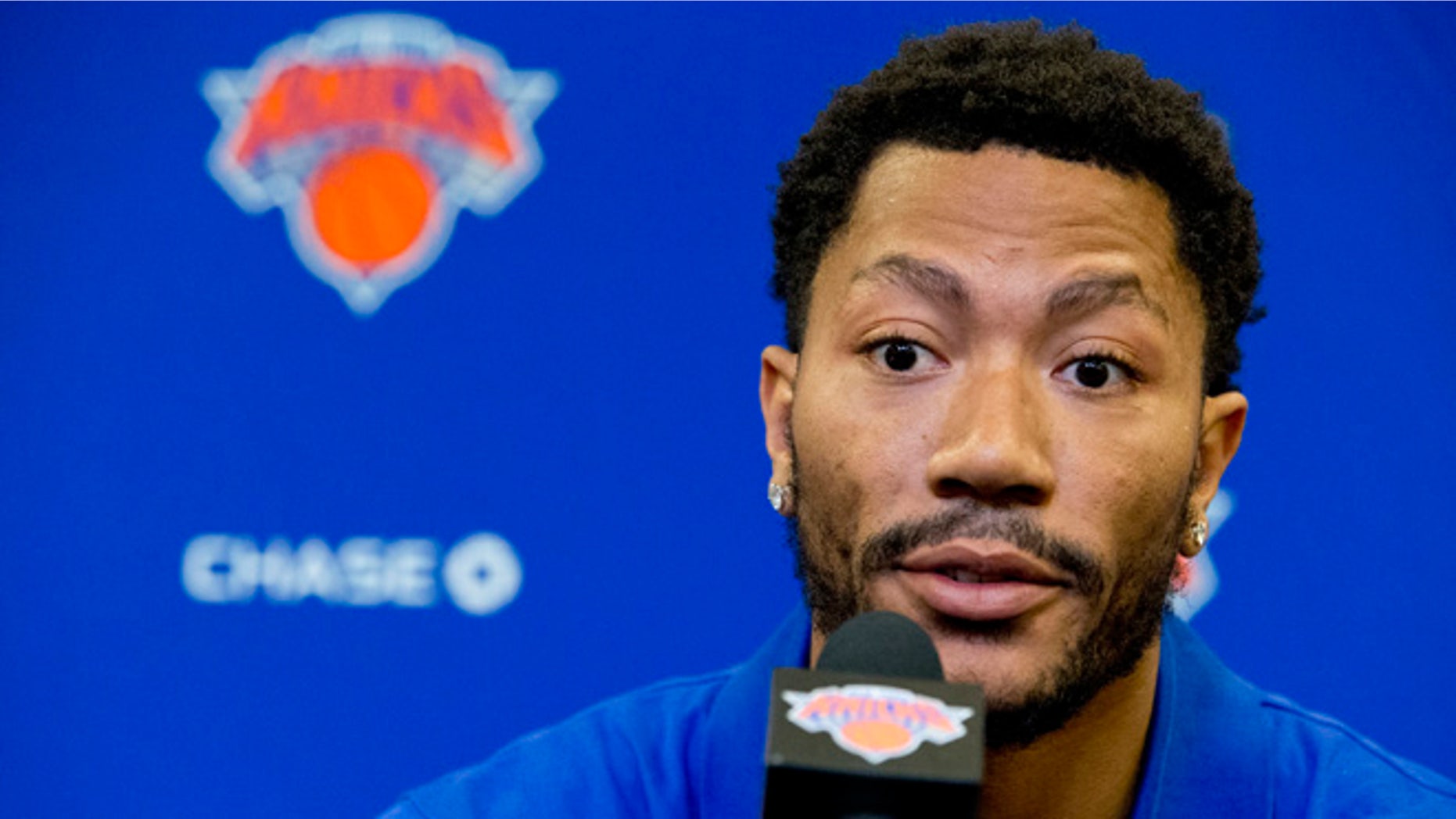 Derrick Rose during a news conference on June 24, 2016 at Madison Square Garden in New York.