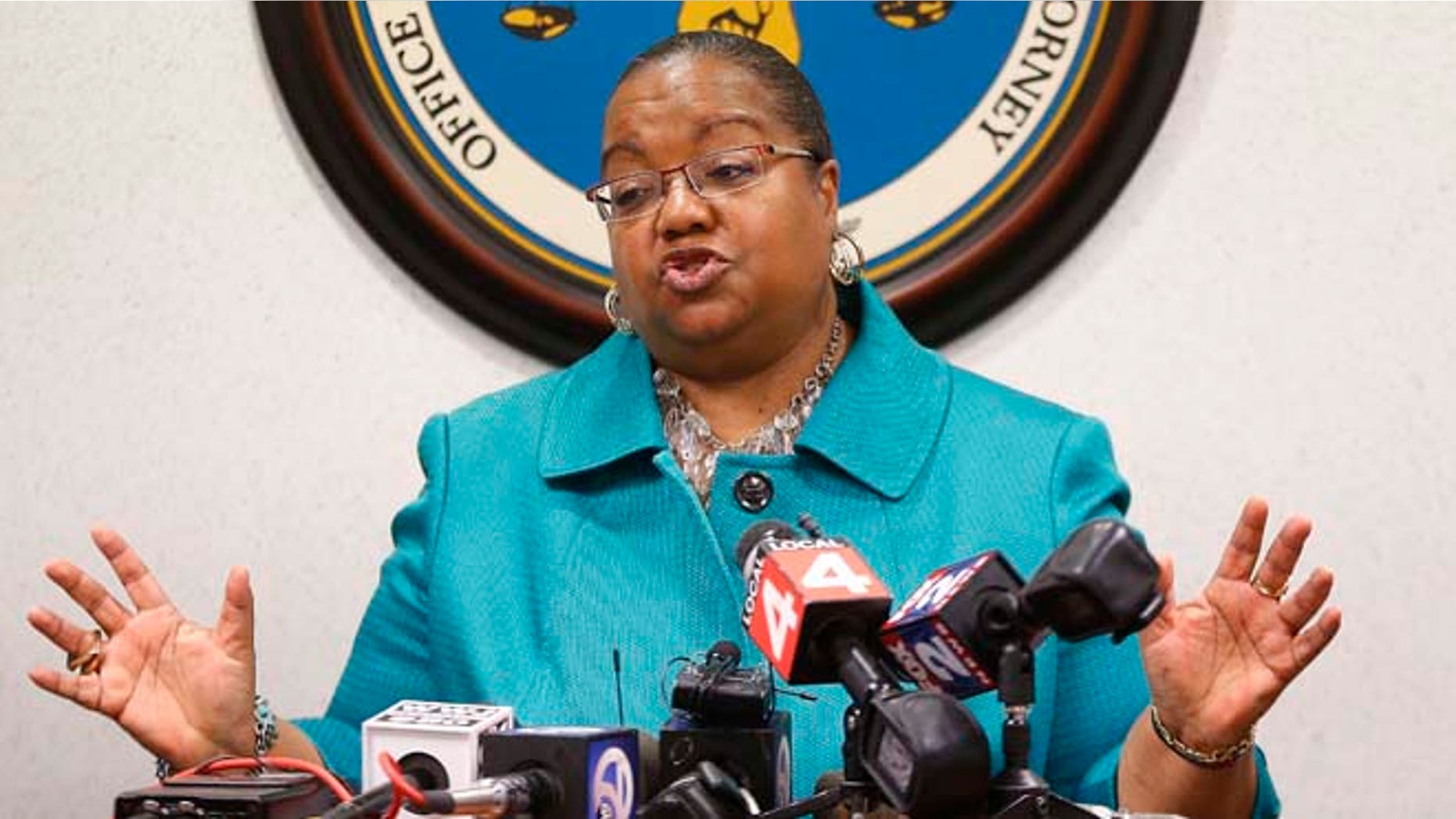 April 20, 2015: Wayne County Prosecutor Kym Worthy speaks during a news conference in Detroit.