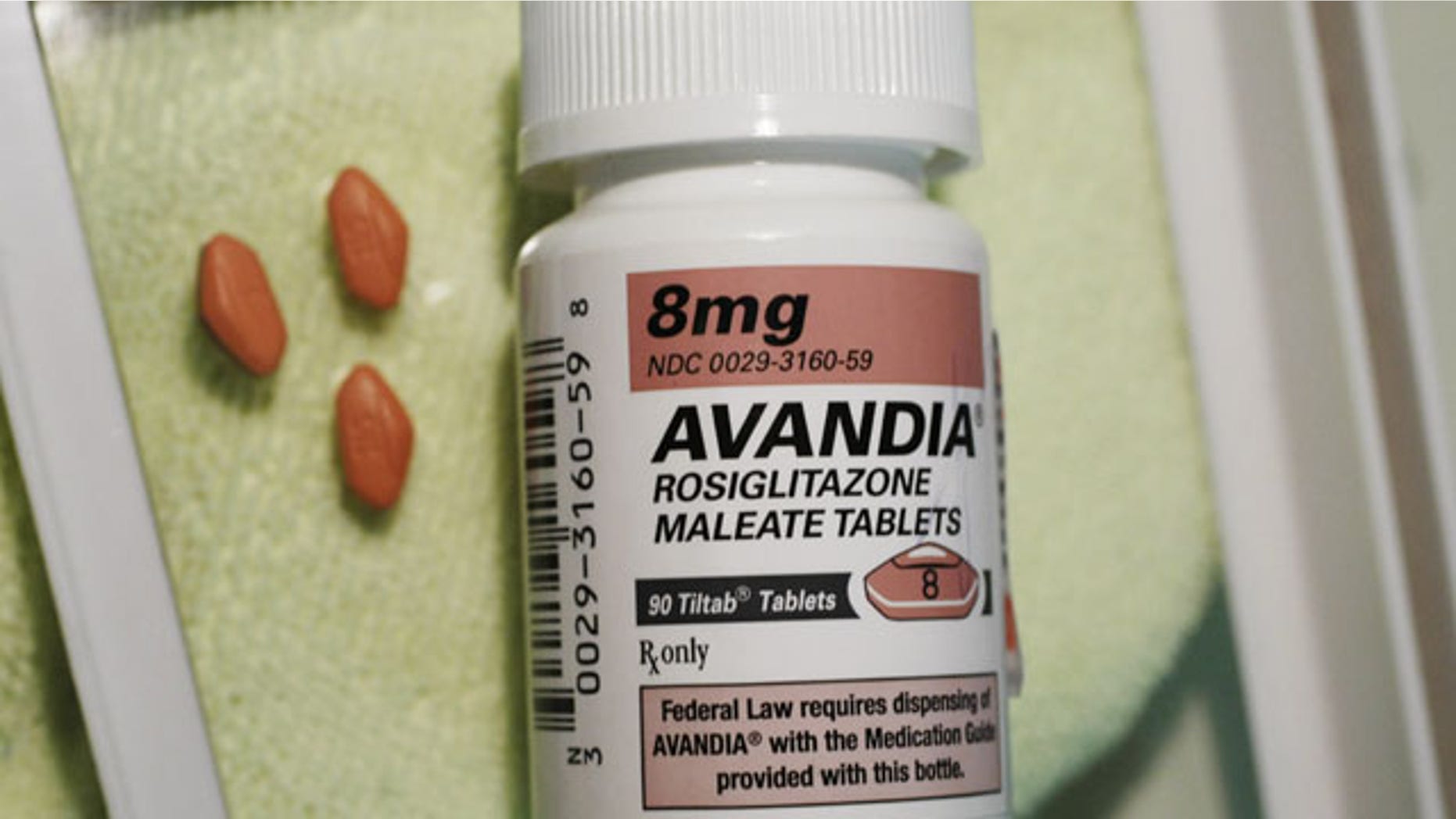 FILE - In this file photo made June 30, 2010 three Avandia pills are displayed near the bottle in Palo Alto, Calif. (AP Photo/Paul Sakuma, File)