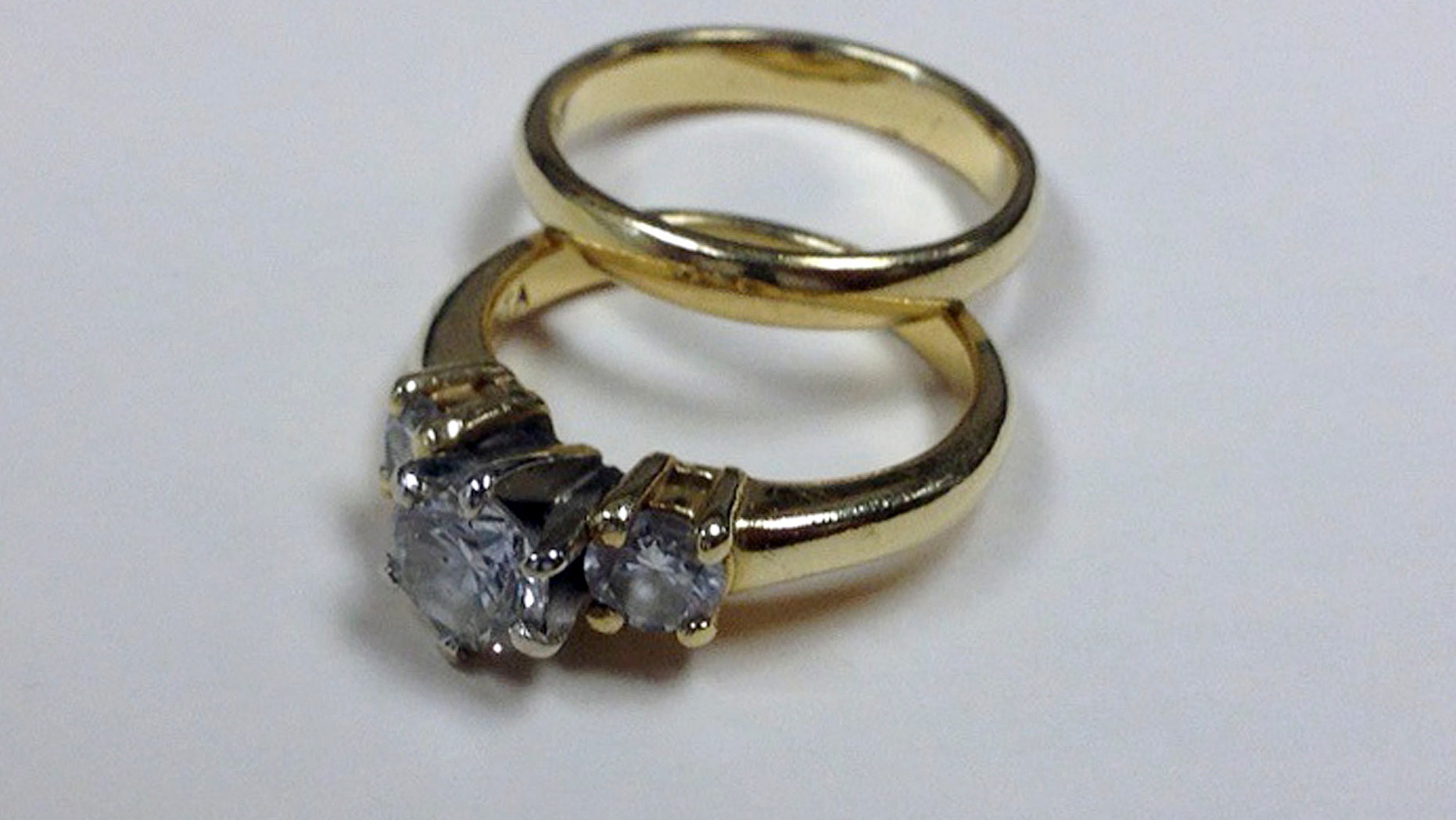 Dec. 4, 2014 - Diamond ring--valued at $1,850-- and wedding band, placed in a donation kettle outside Boston's North Station. The Salvation Army said the rings, given by an anonymous widow in honor of her late husband, in hopes they'd be sold to buy toys for needy kids. A former bell ringer has offered $21,000 for the 2 rings.