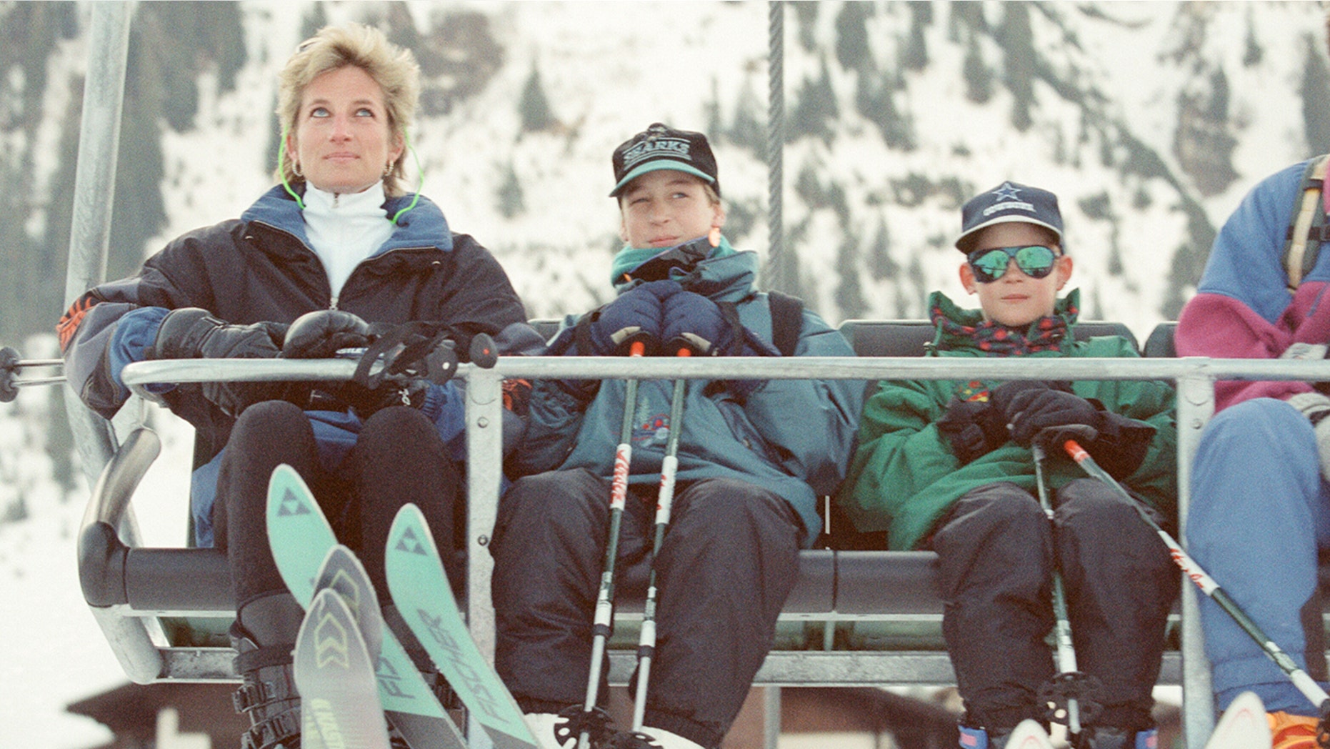 Princess Diana on a ski holiday with her sons in Lech, Austria, on March 25, 1994.