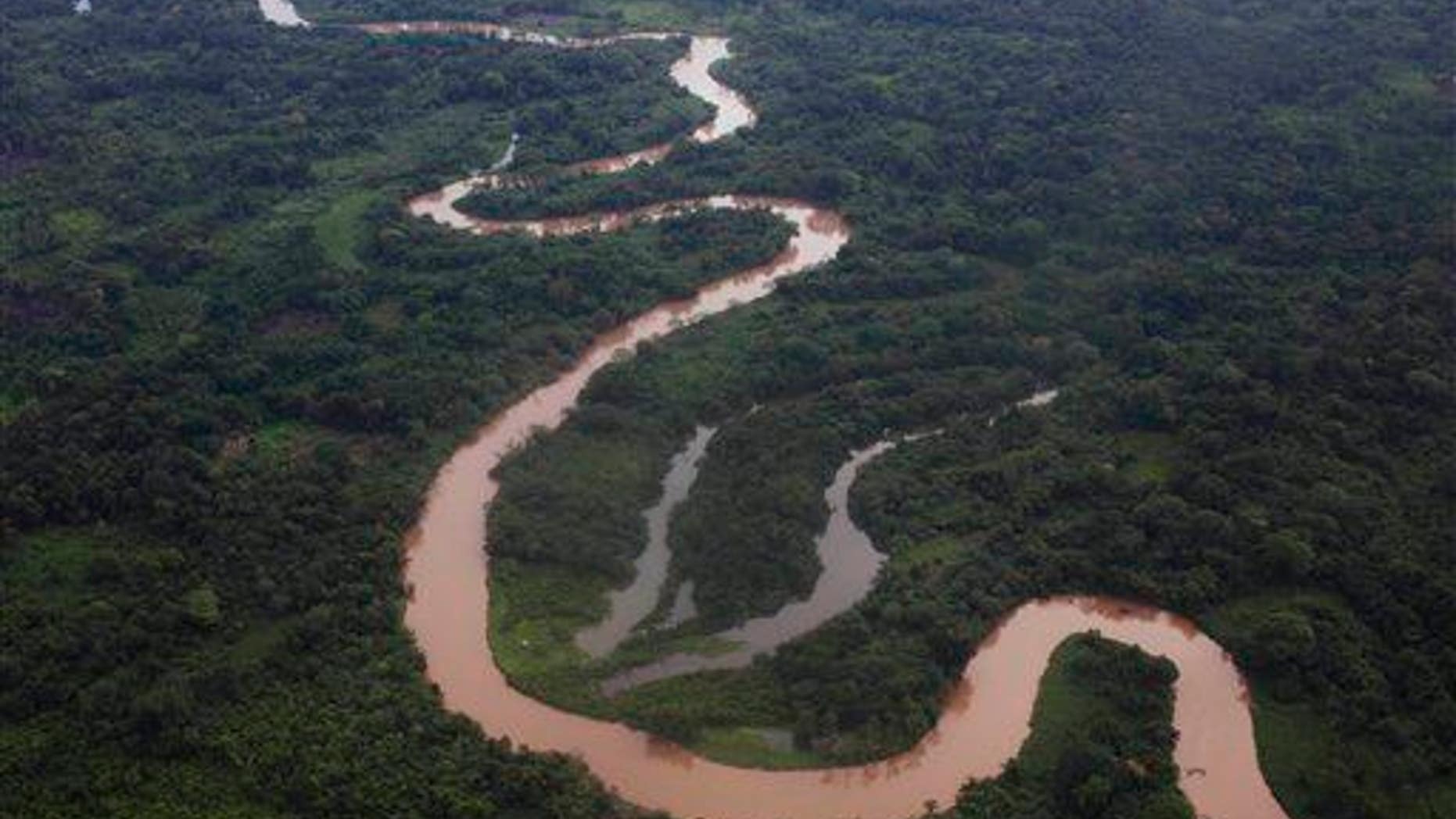 In this 2012 aerial file photo, a view of the Mosquitia region near the remote community of Ahuas, Honduras.