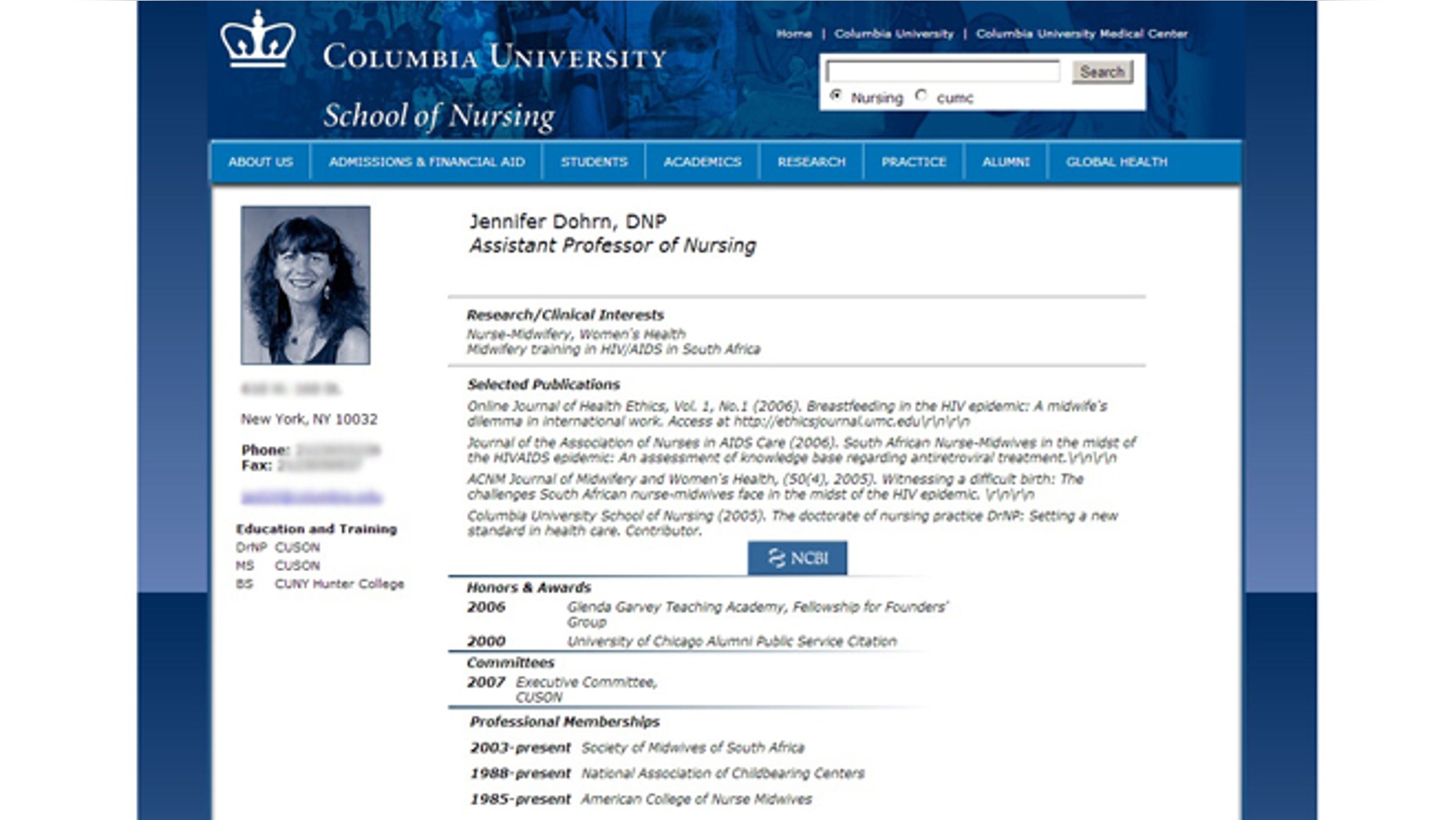 Jennifer Dohrn's listing on the online directory for Columbia University's School of Nursing where she is an assistant professor.